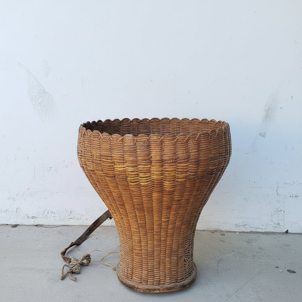 Antique French Bordeaux Wine Grape Pickers Woven Basket