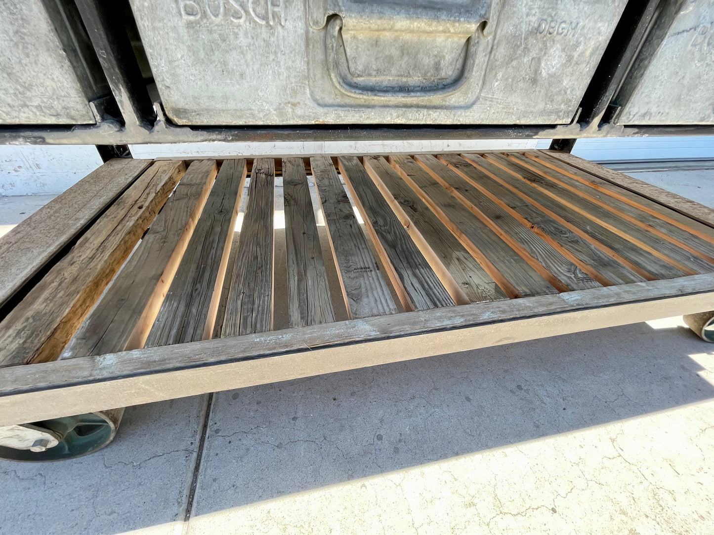 Rolling Butcher Block Island with 4 Metal Drawers