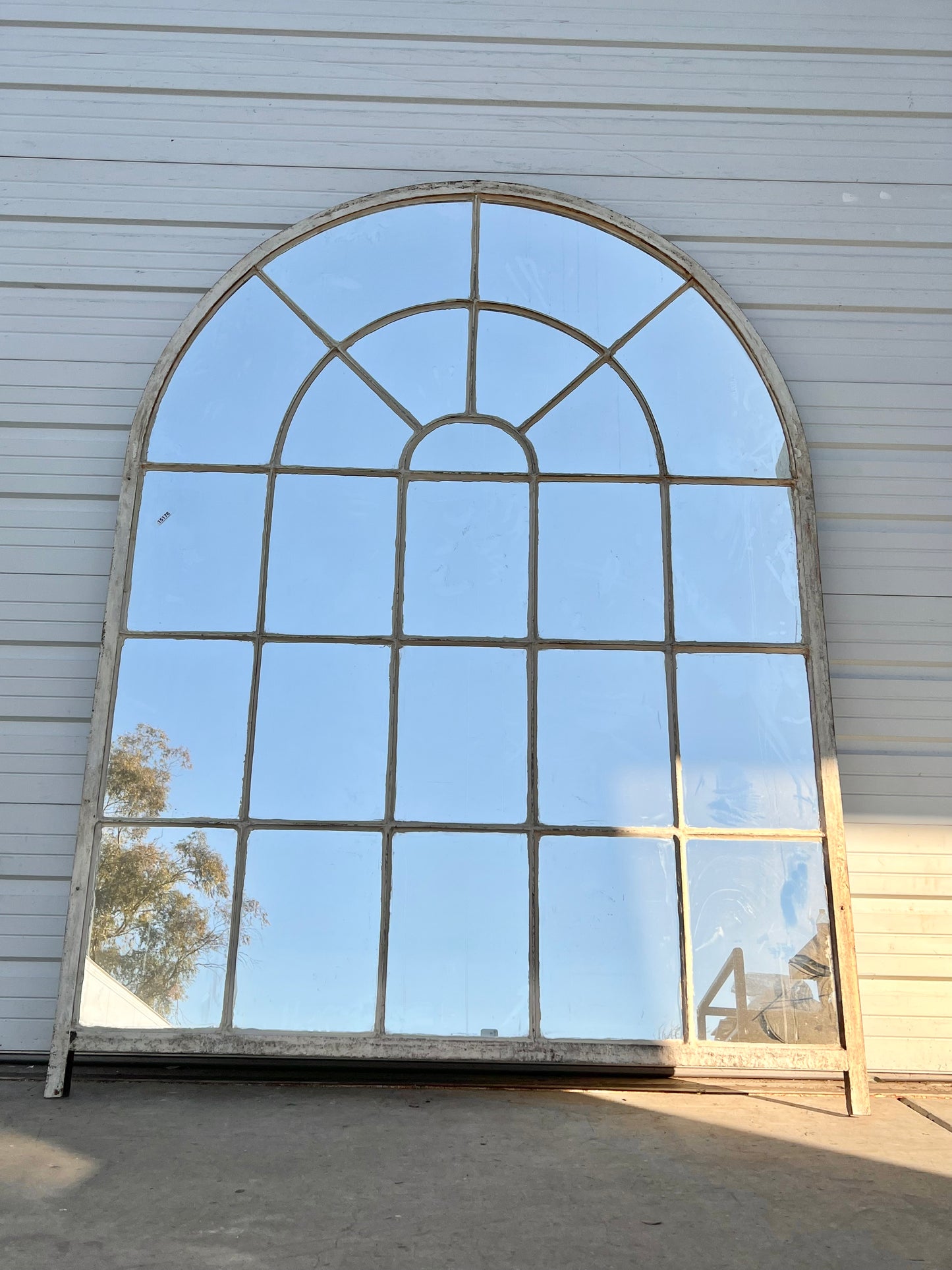 Arched Iron Mirror w/24 Glass Panes