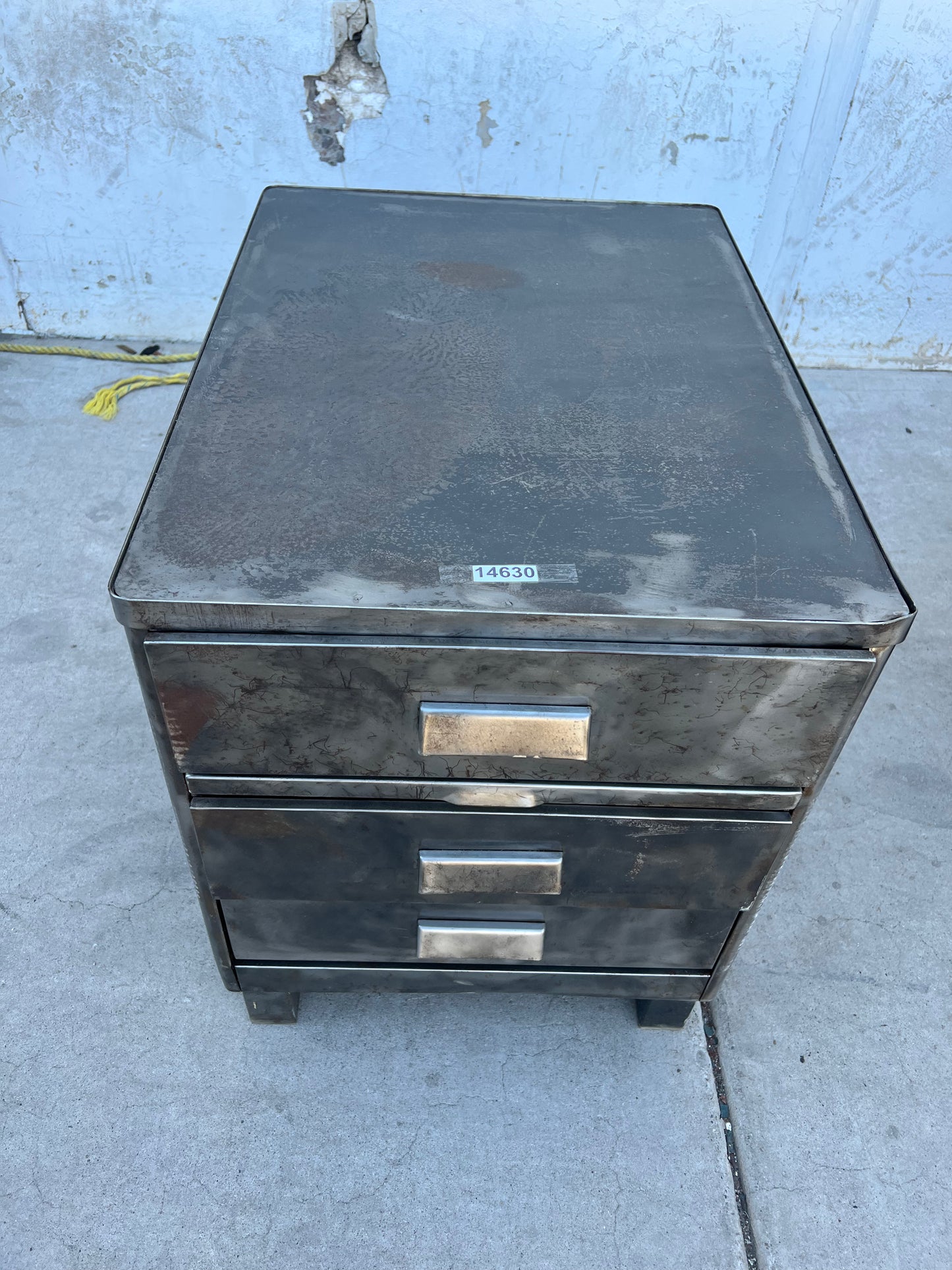 Stripped Metal Nightstand