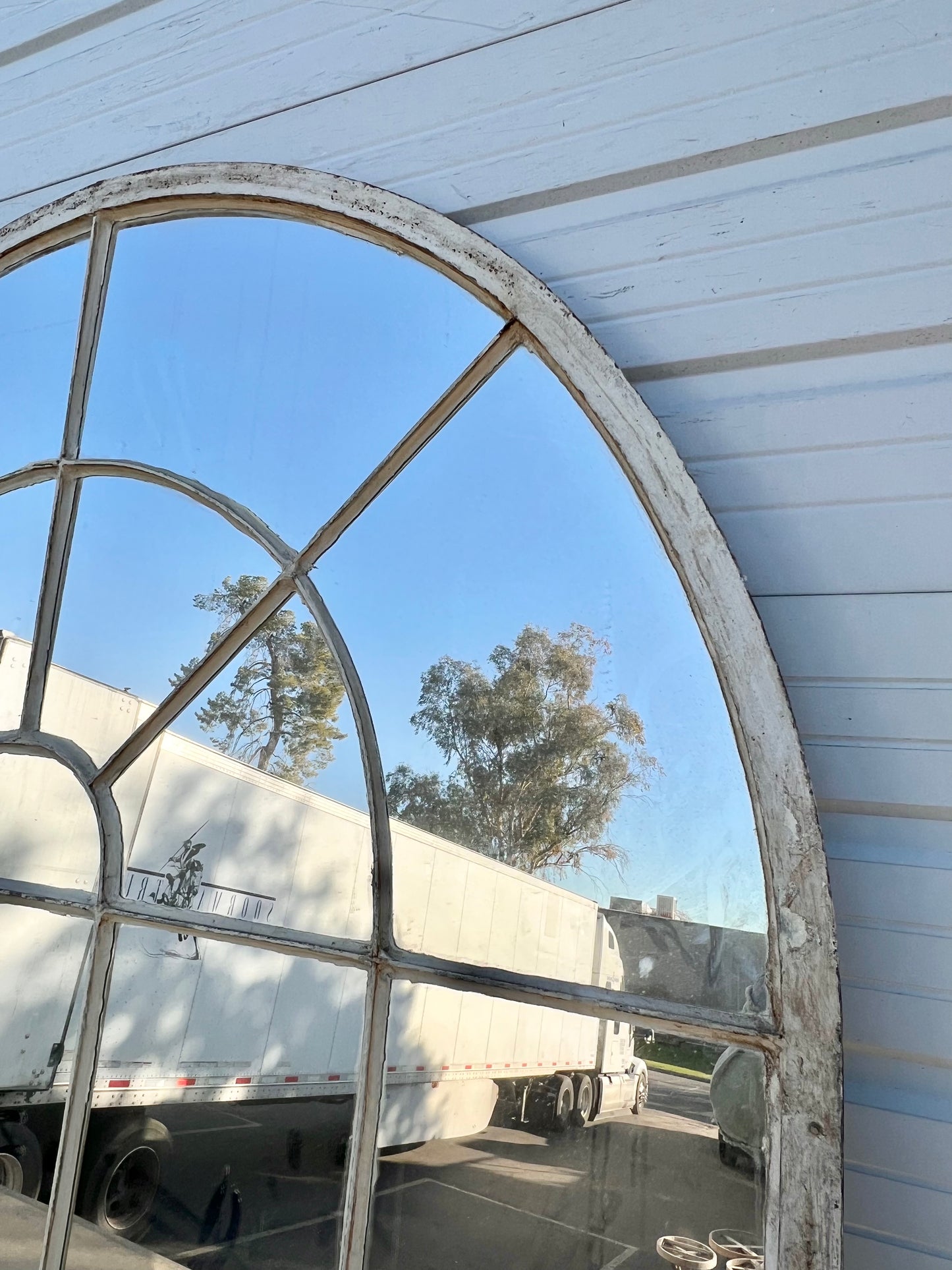 Arched Iron Mirror w/24 Glass Panes