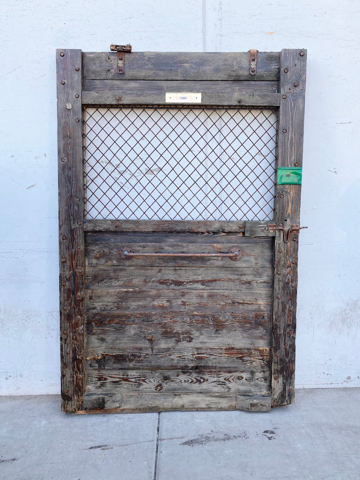 Single Bleached Antique Barn Stall Door with Mesh