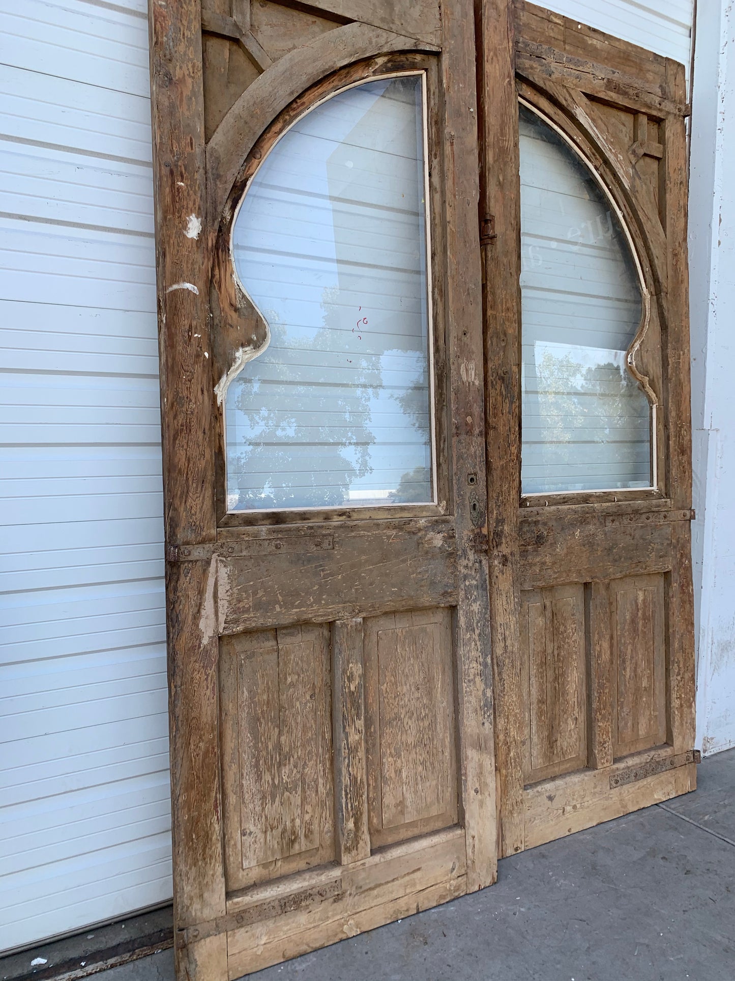 Pair of Wood Carved Antique Doors with Single Lite