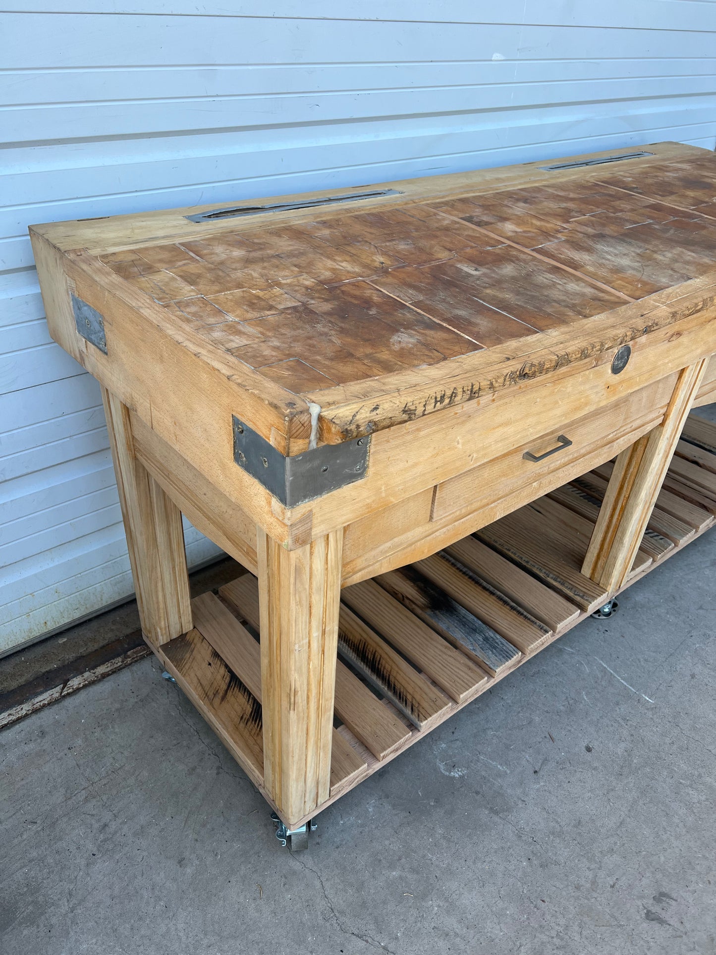 2 Drawer Butcher Block Table
