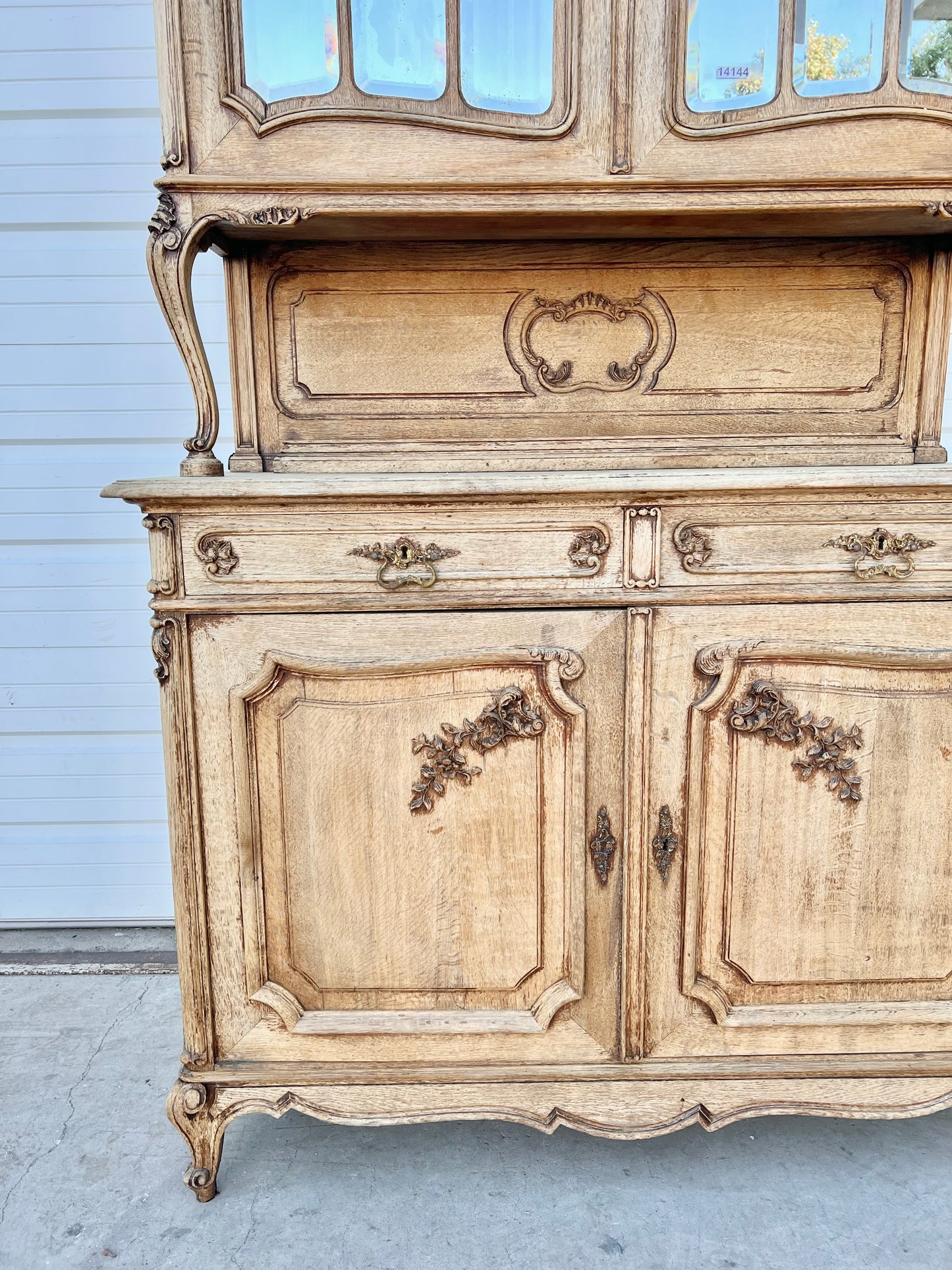 Louis XV Bleached French Antique Display Cabinet