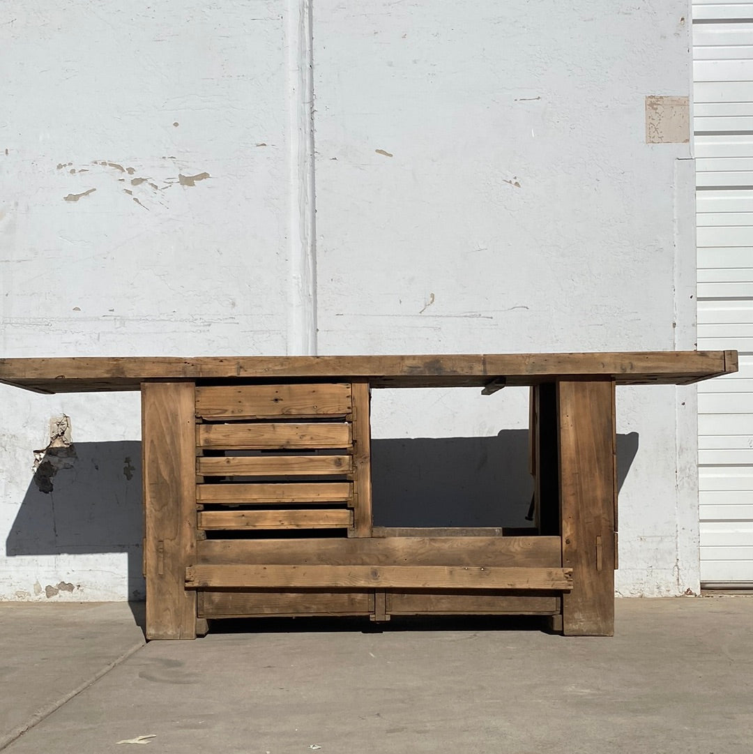 French Work Table with 5 Drawers and Vise