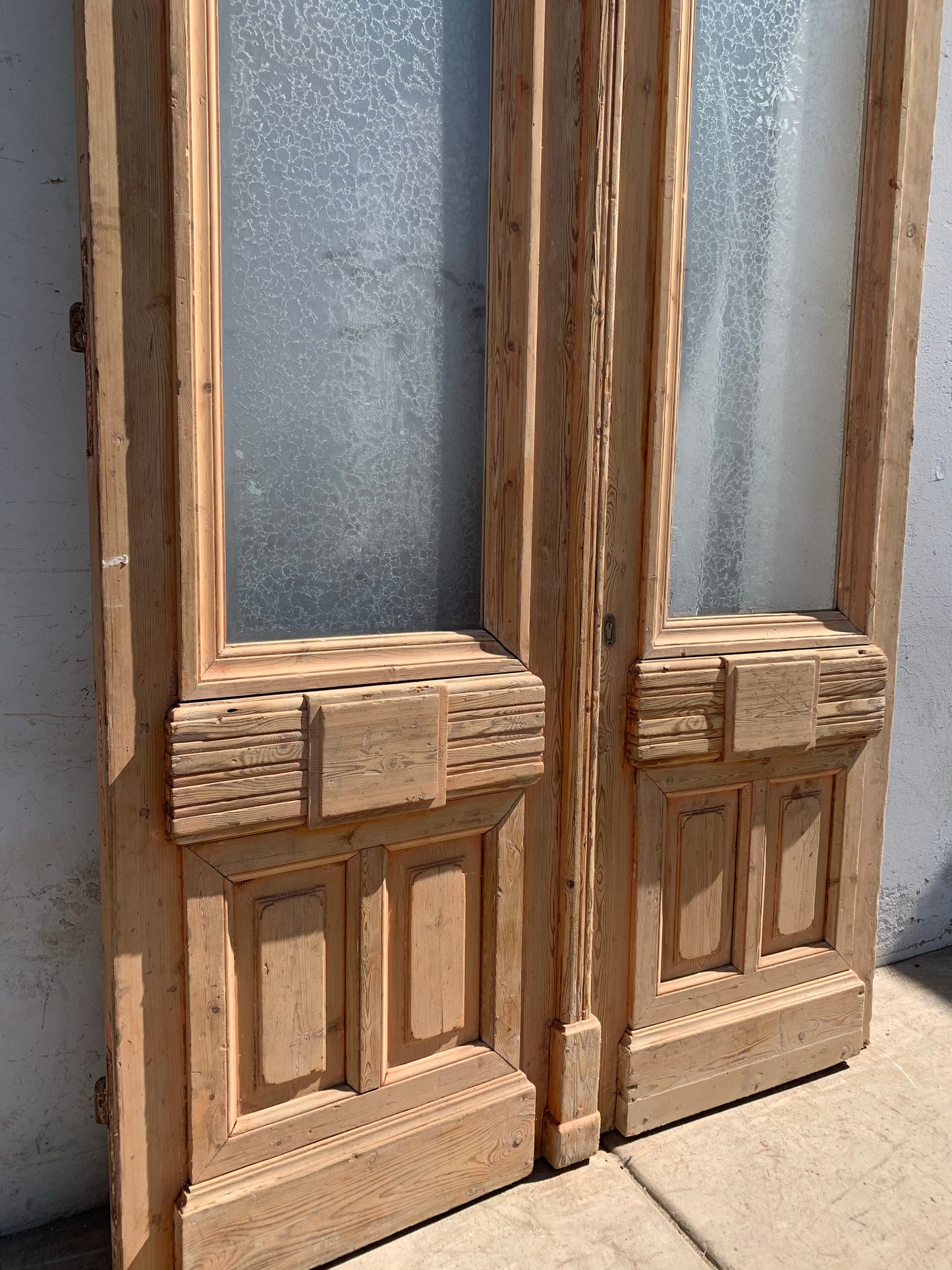 Antique Pair of Ornate Natural Wood French Carved Doors