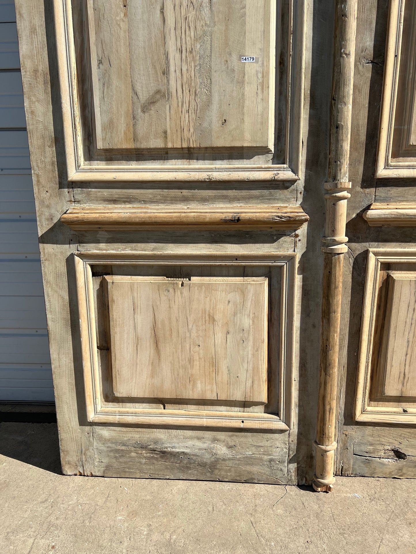 Pair of Washed Antique Wood 3 Panel Arched Doors