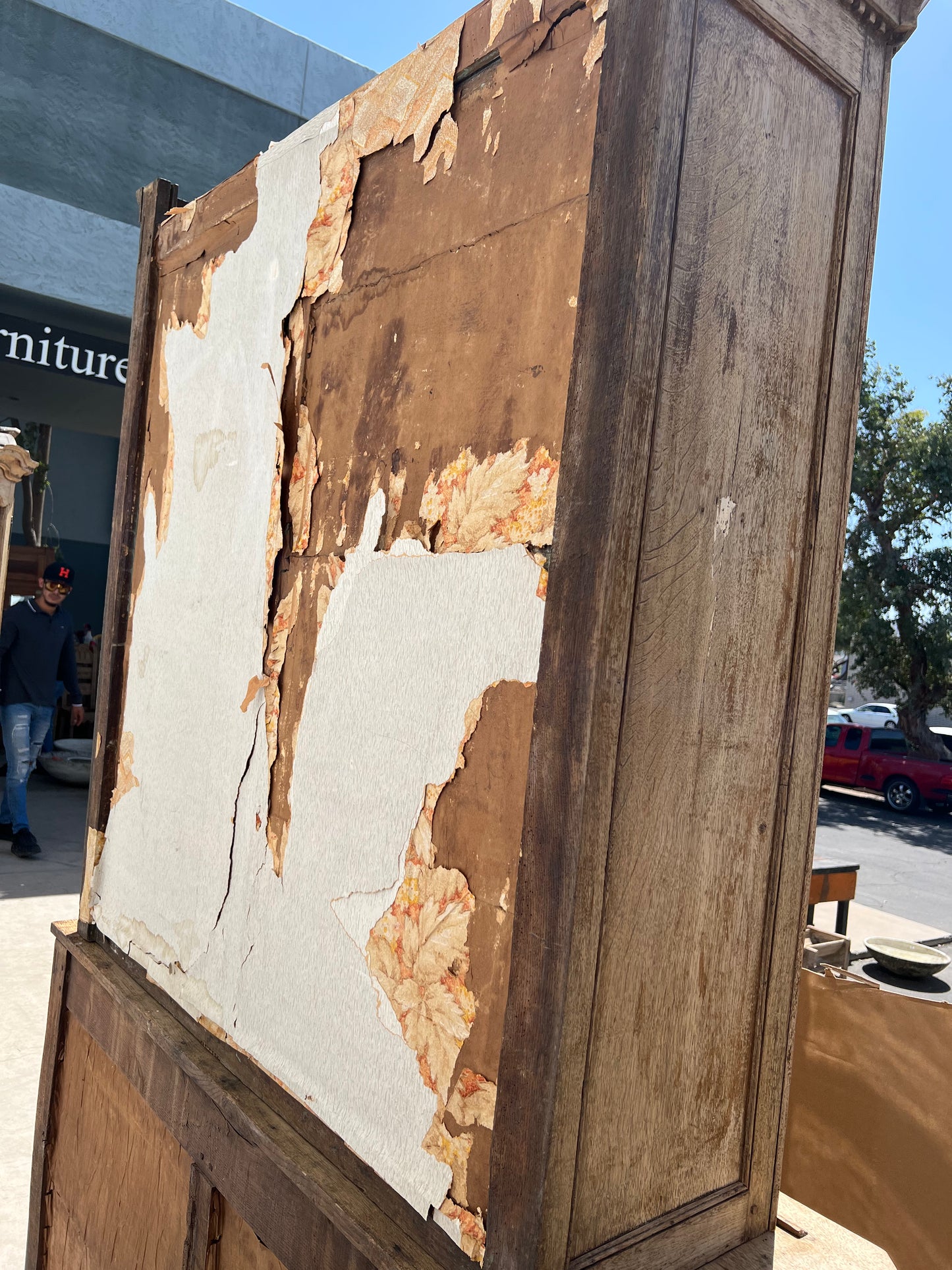 Bleached French Antique Display Cabinet