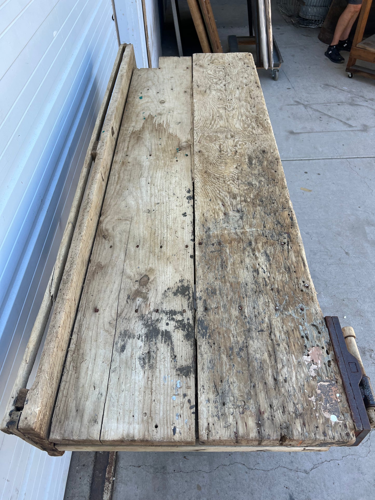 Stripped and Bleached 2 Drawer Work Table