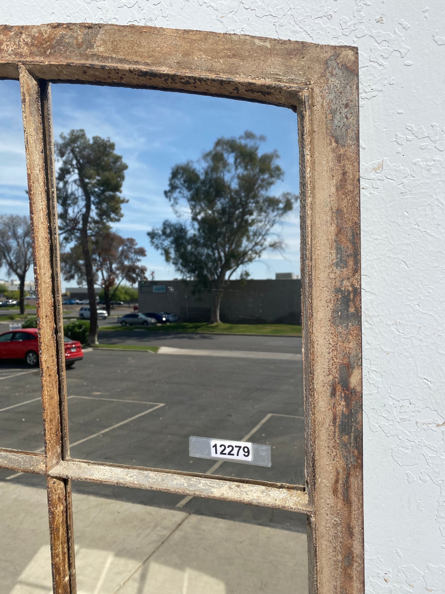 25 Pane Arched Iron Mirror