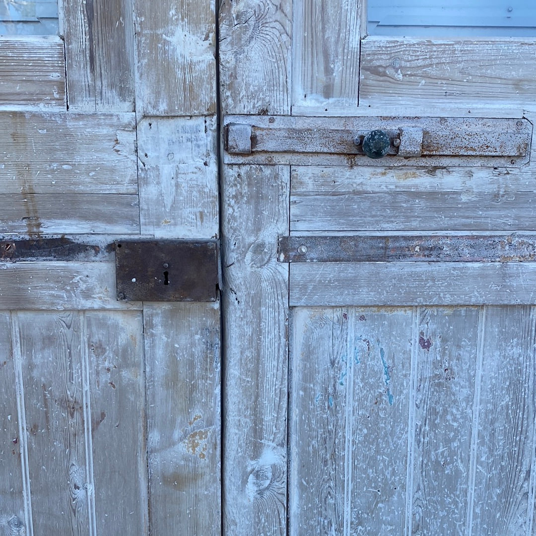 Pair of Wood Antique Carved Doors w/ Lites