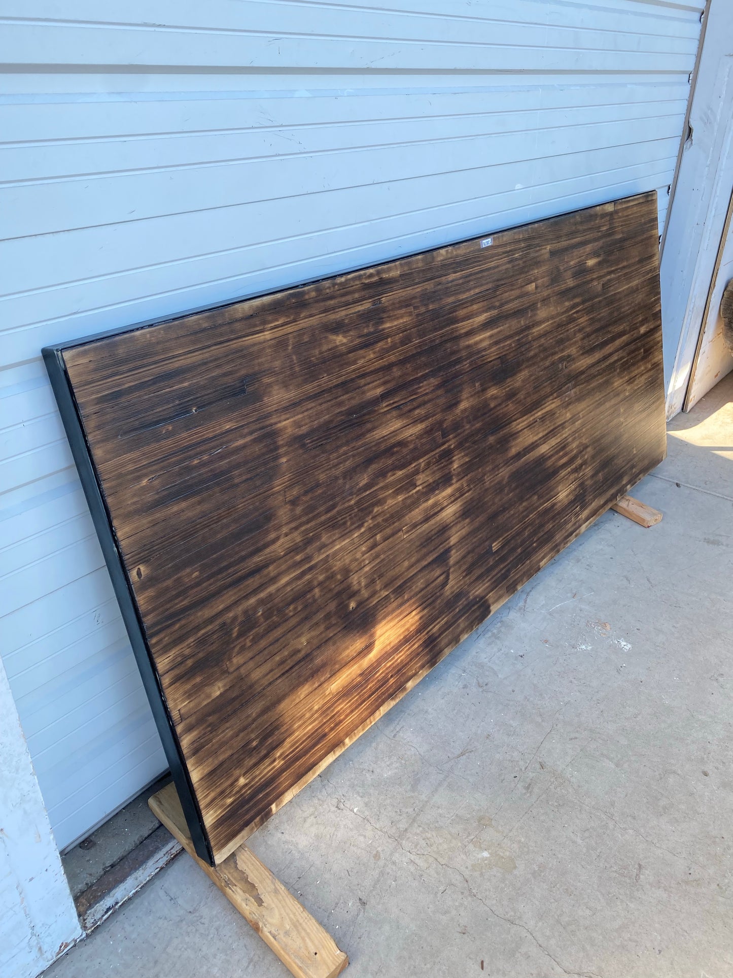 8 Ft Stained Pine Top Table