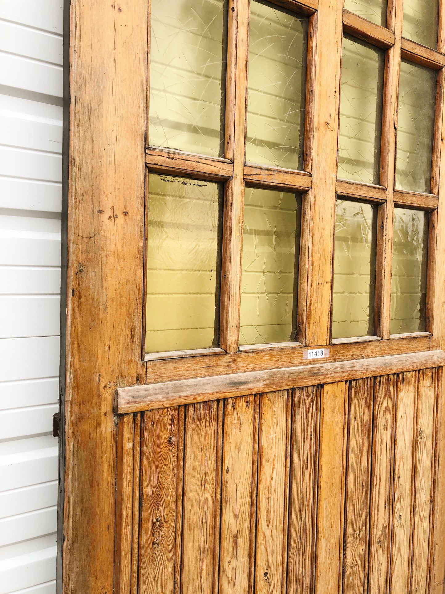 12 Lite Amber Glass Single Antique Door