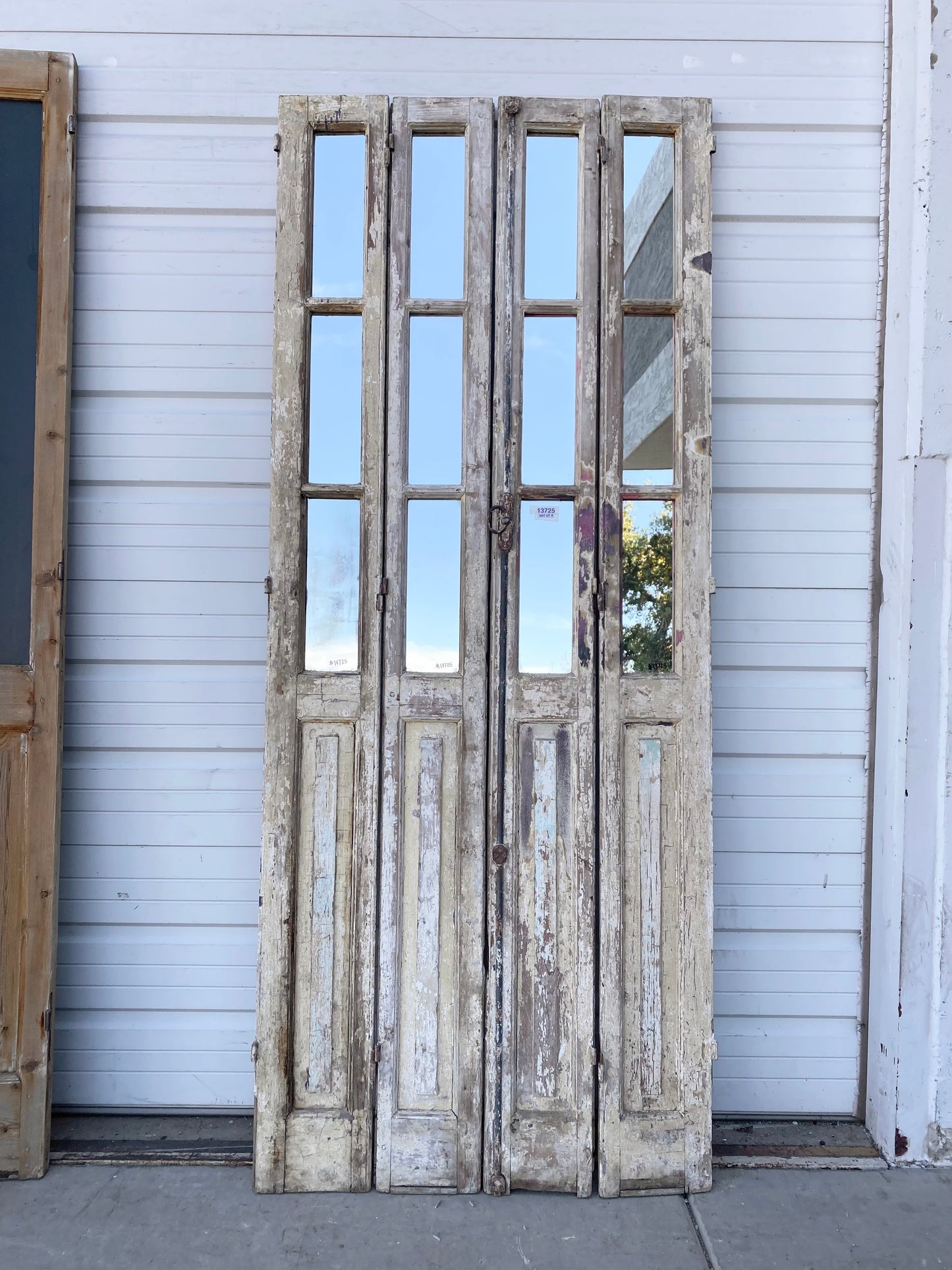 Set of 4 Antique Small Mirrored French Doors