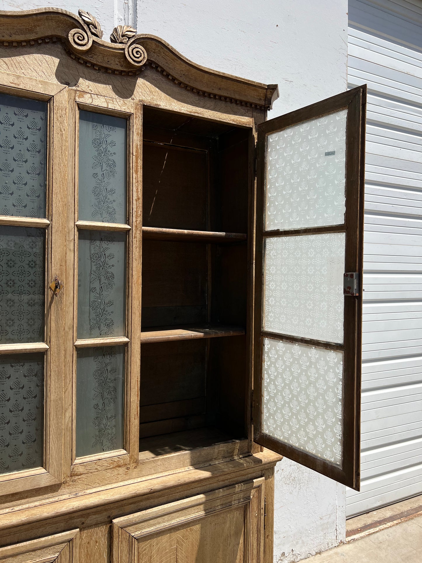 Bleached French Antique Display Cabinet