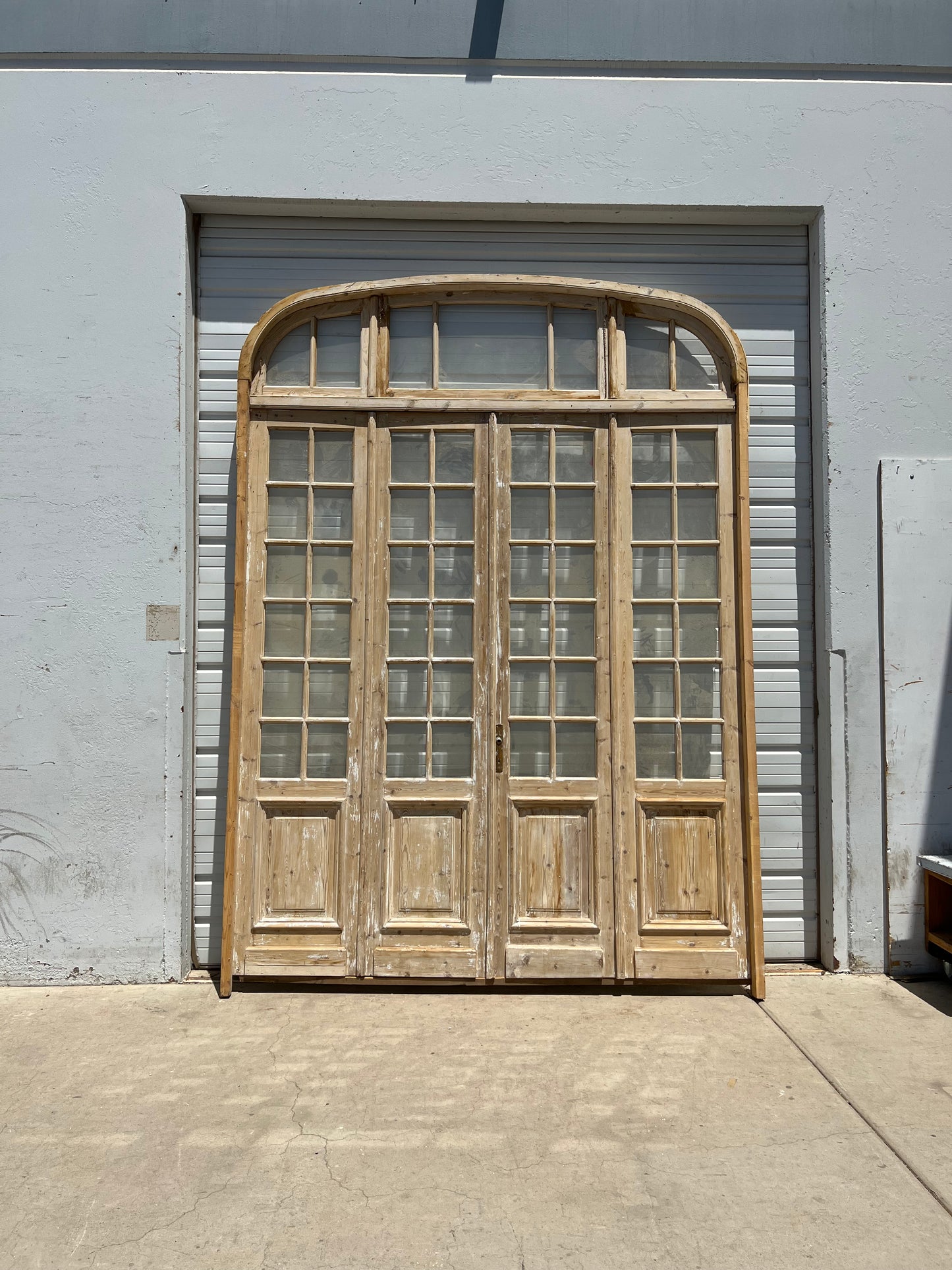 Set of Four Washed Antique Doors w/Curved Transom