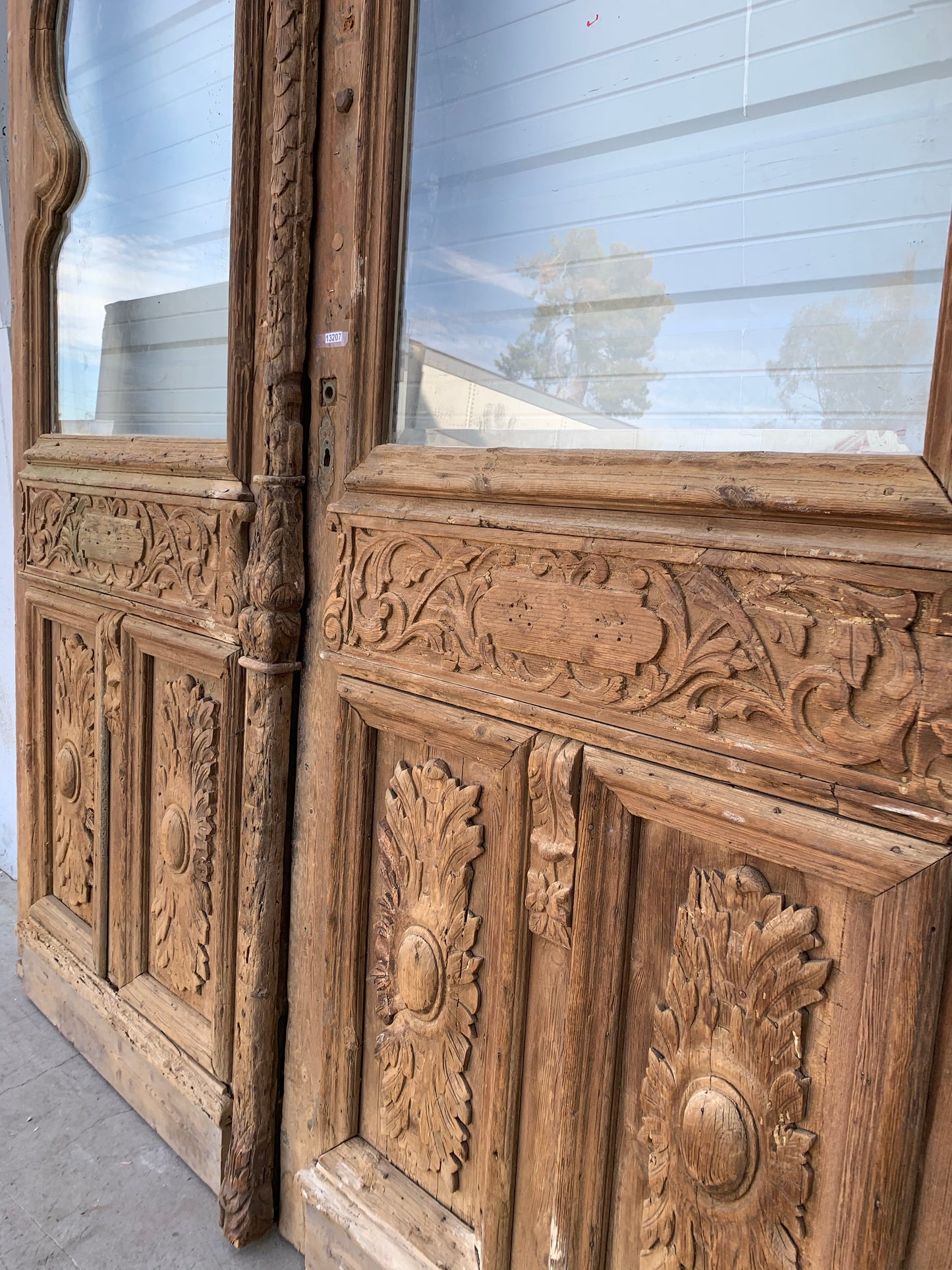 Pair of Wood Carved Antique Doors with Single Lite