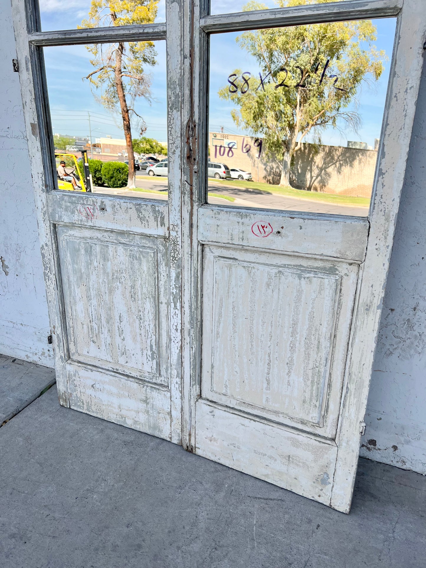 Pair of 3 Pane Mirrored French Doors
