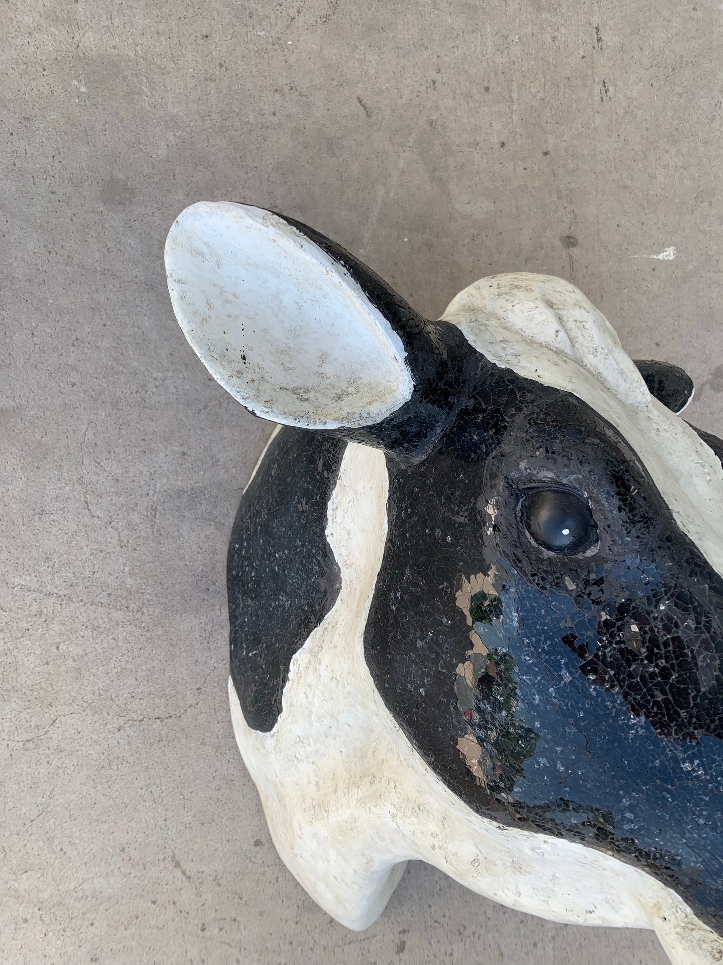 Black and White Cow Head Sculpture