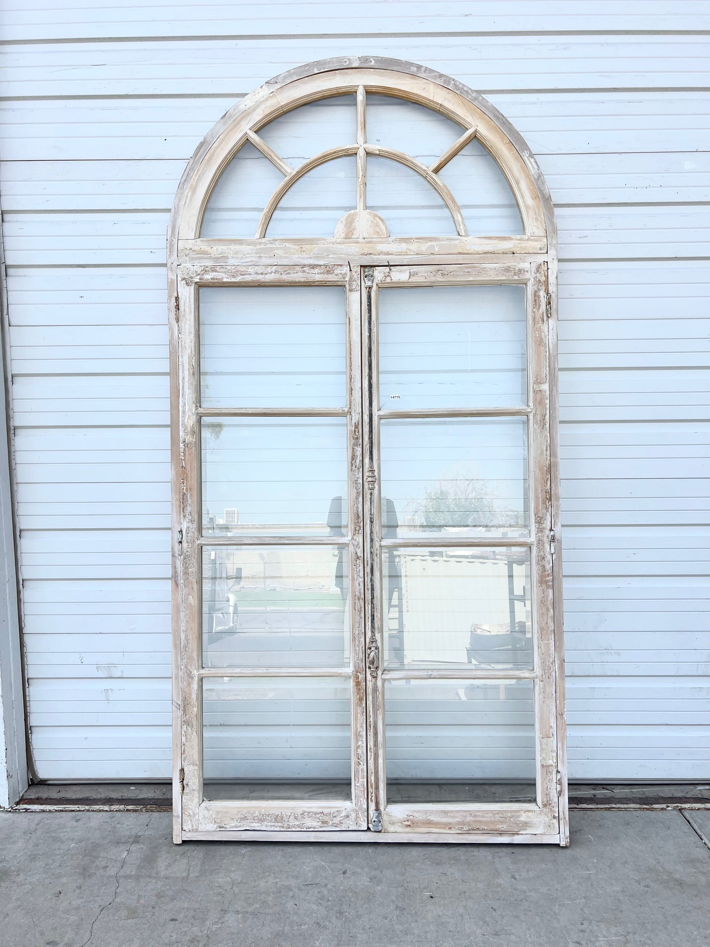 Pair of Washed Windows with w/8 Lites and Arched Transom