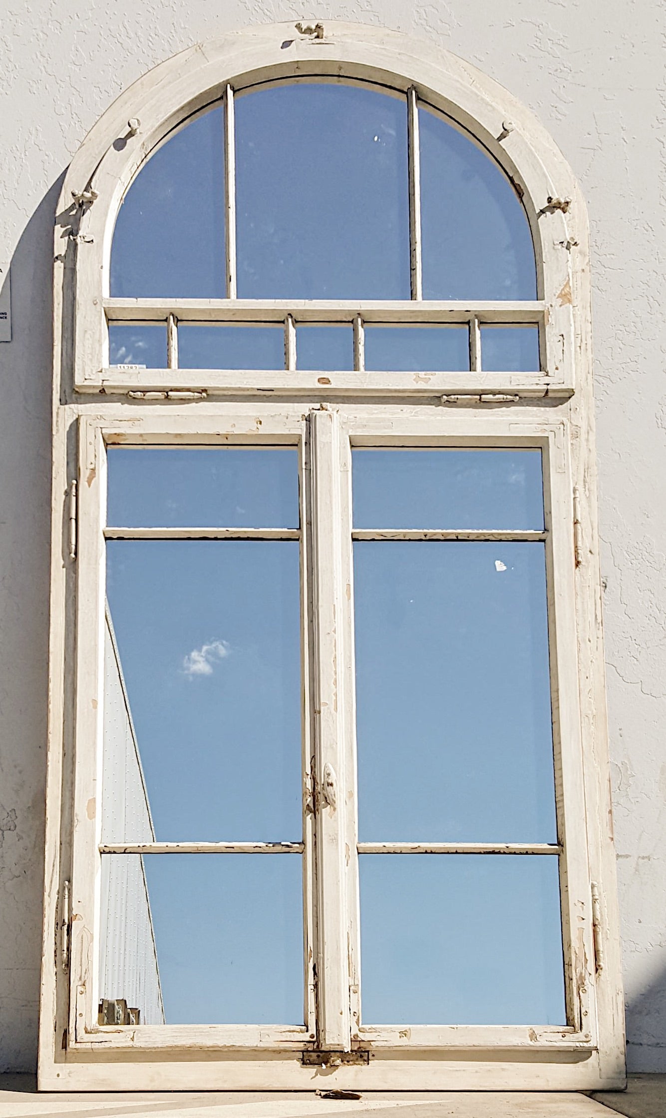 14 Pane Arched White Dutch Mirror