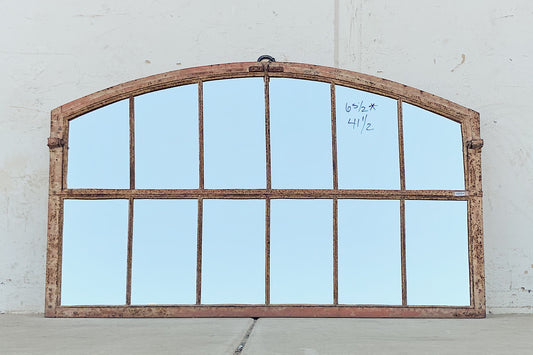 12 Pane Repurposed Arched Metal Factory Mirror