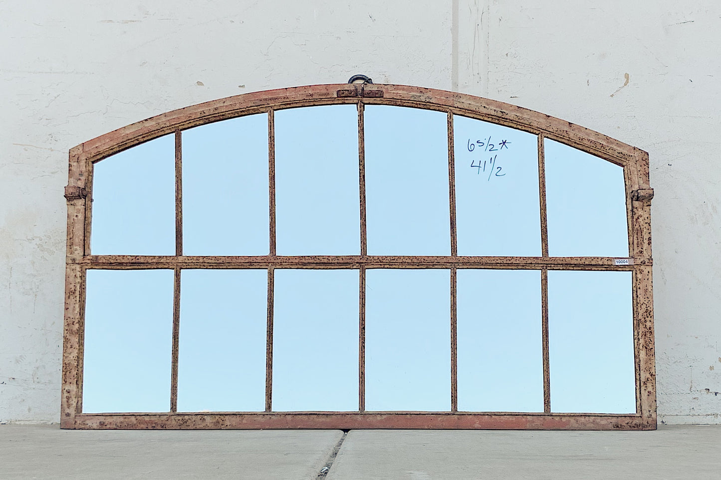 12 Pane Repurposed Arched Metal Factory Mirror