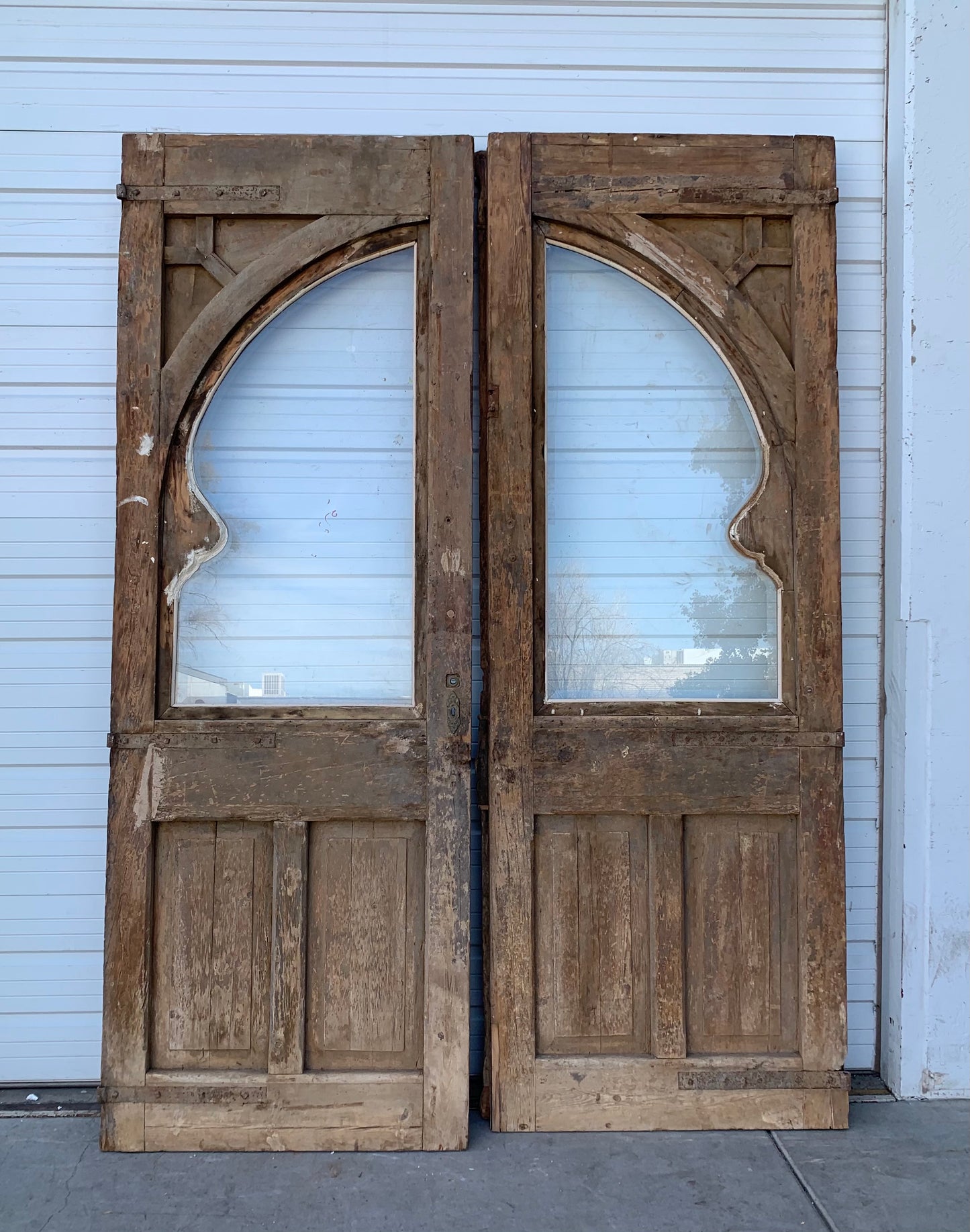 Pair of Wood Carved Antique Doors with Single Lite