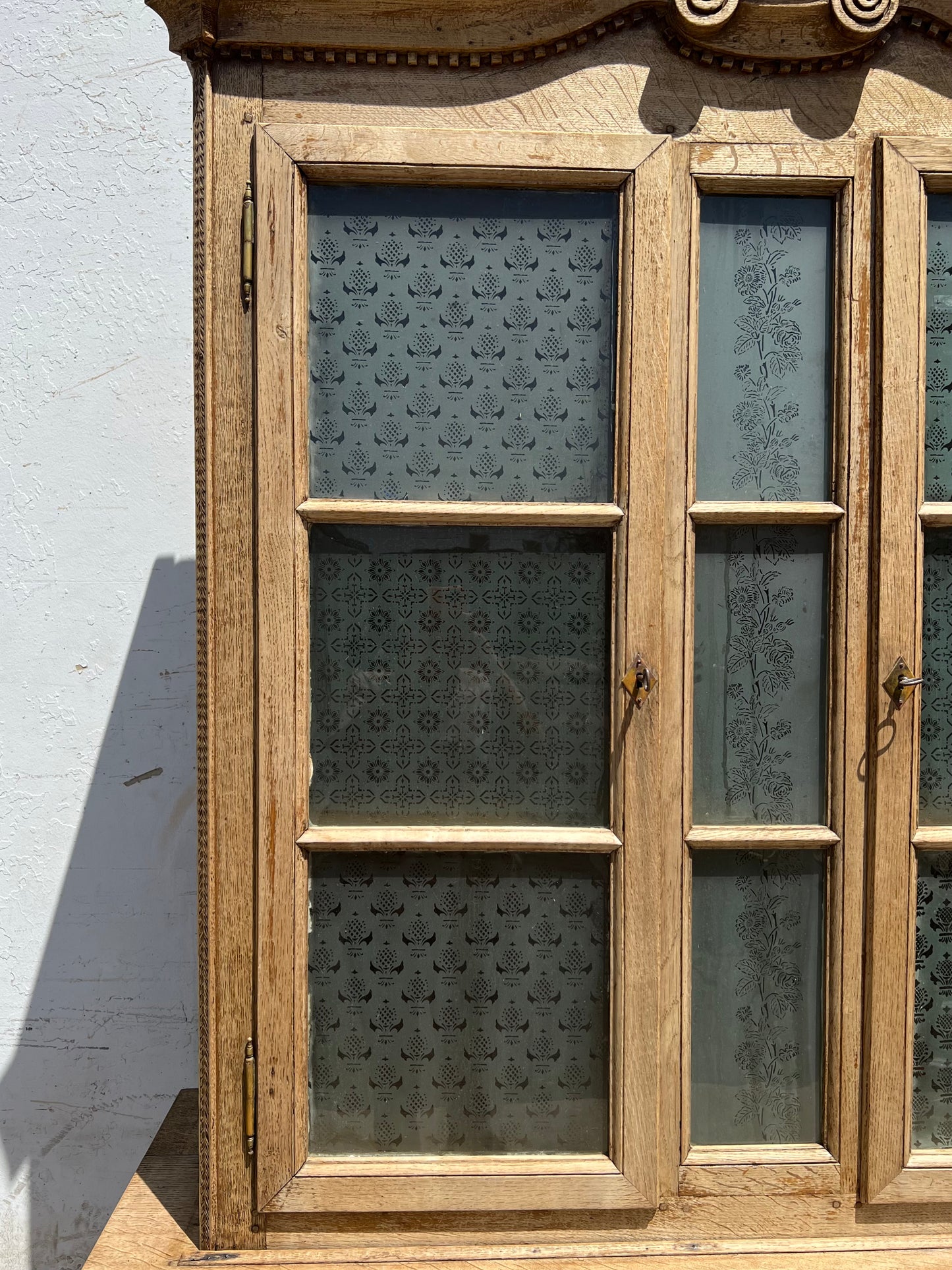 Bleached French Antique Display Cabinet