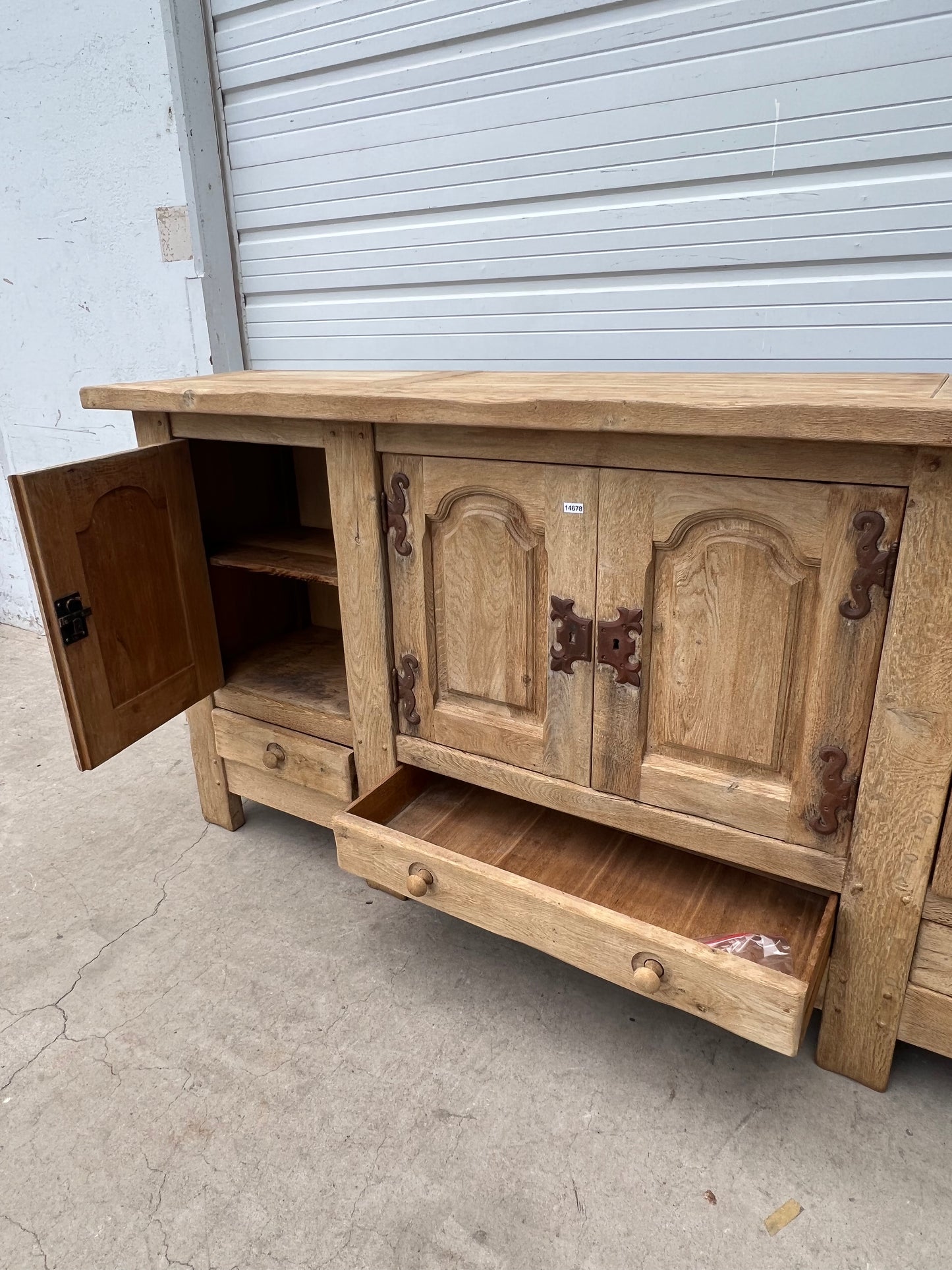 Paneled Bleached Antique Sideboard