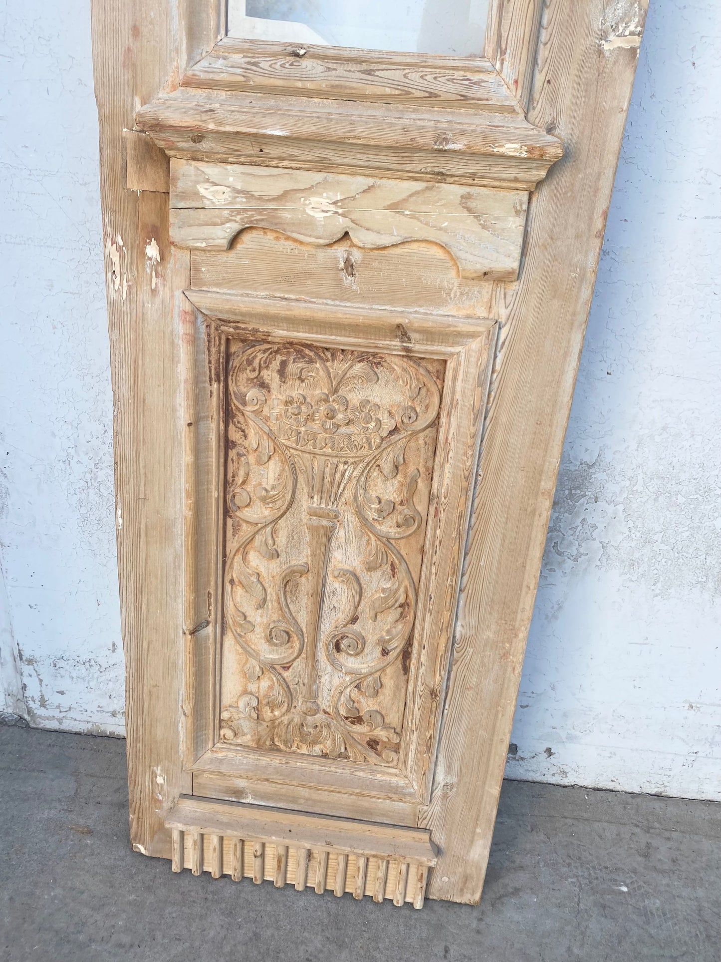 Pair of Antique Carved Doors with Single Glass Lite
