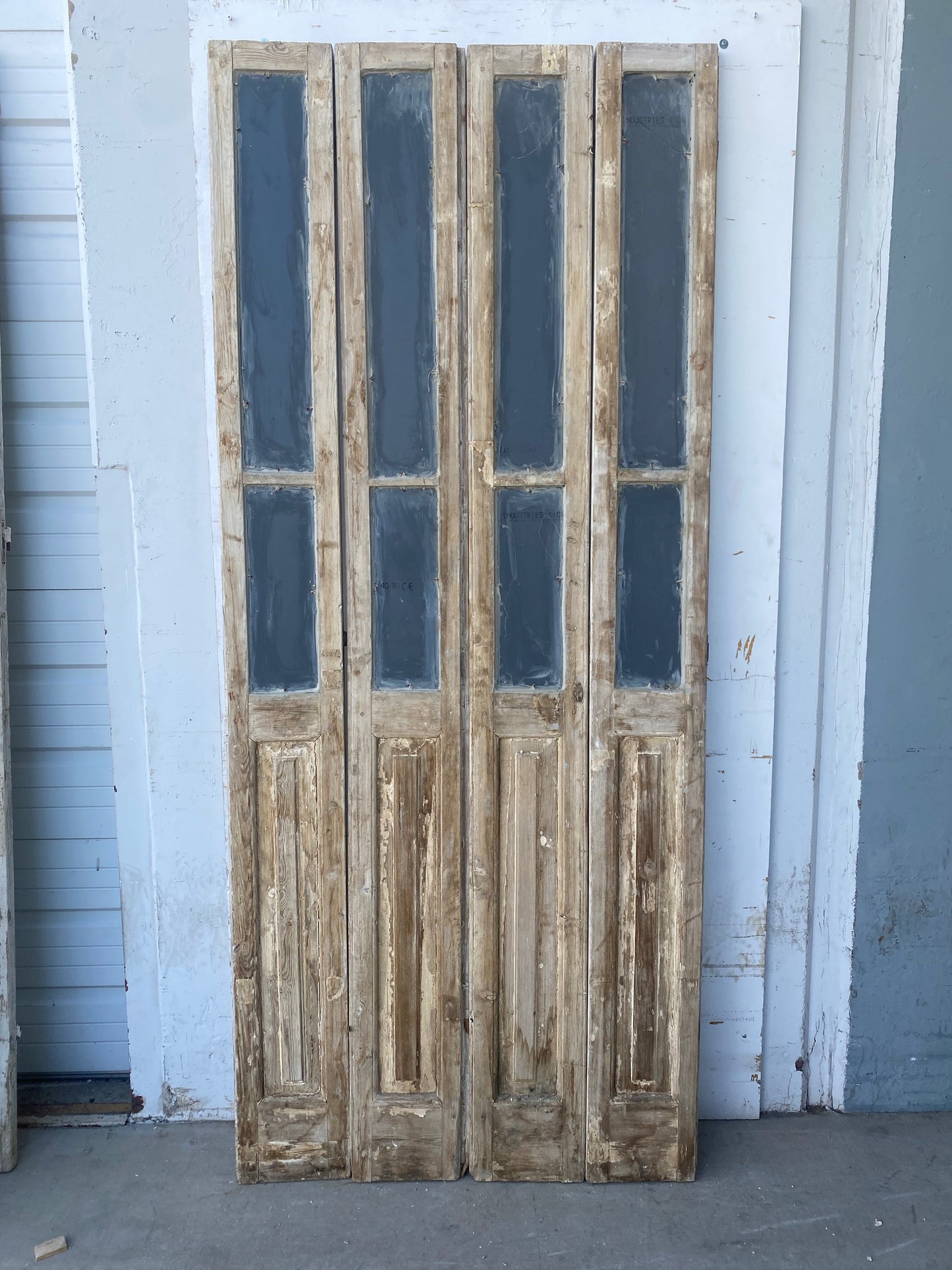 Set of 4 Small Antique Mirrored French Doors