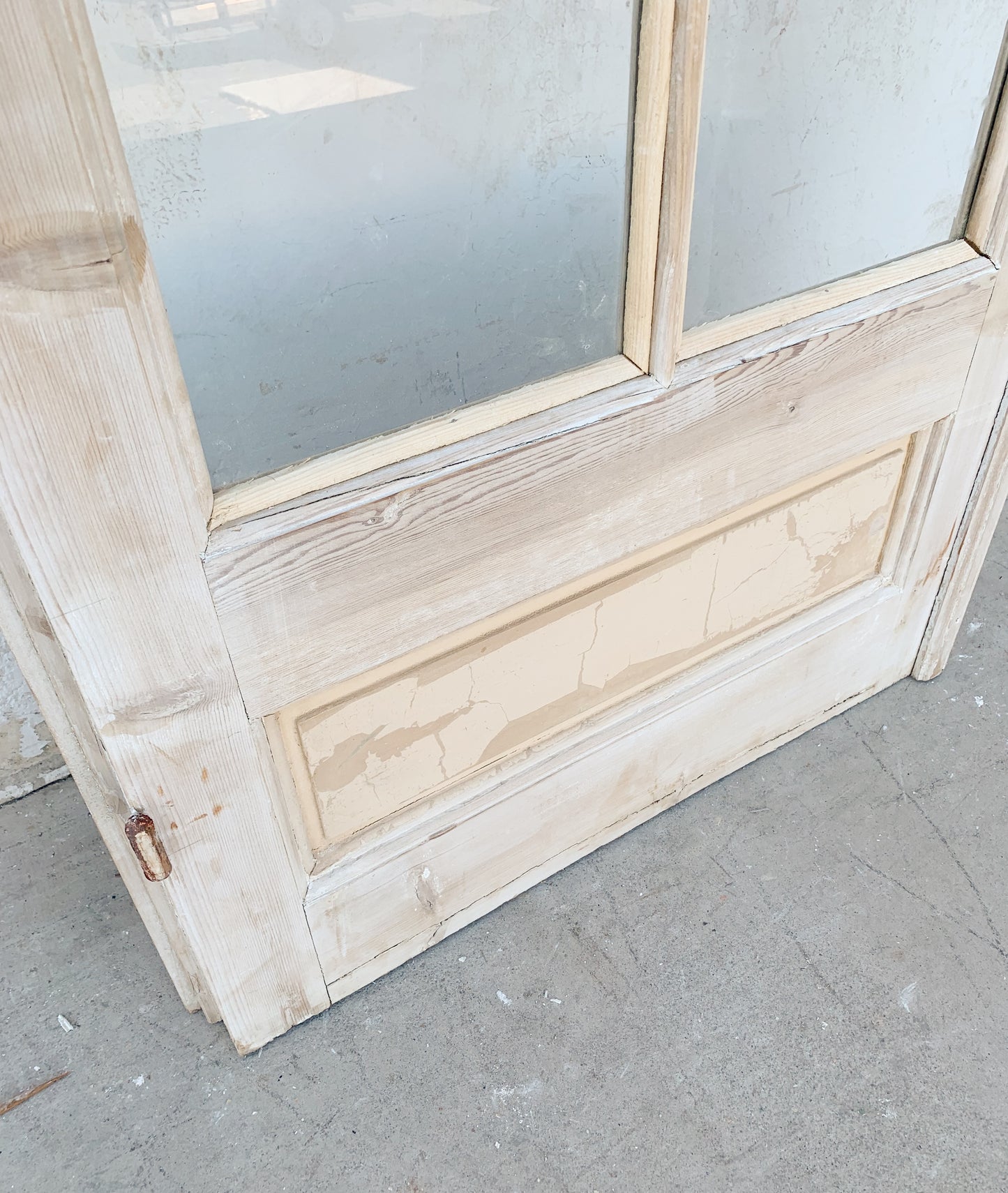Single 14 Lite Whitewashed Wood Antique French Door