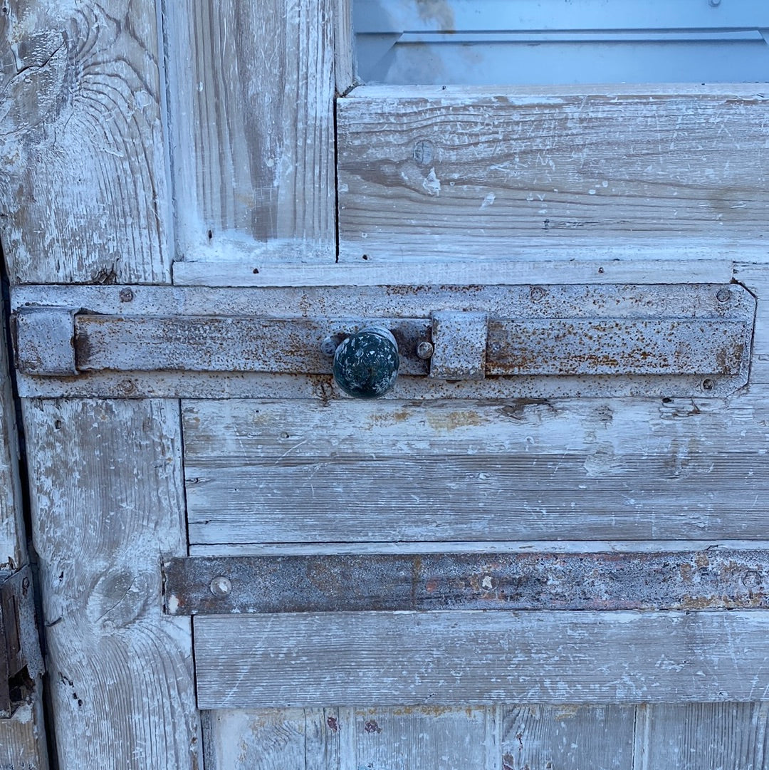 Pair of Wood Antique Carved Doors w/ Lites