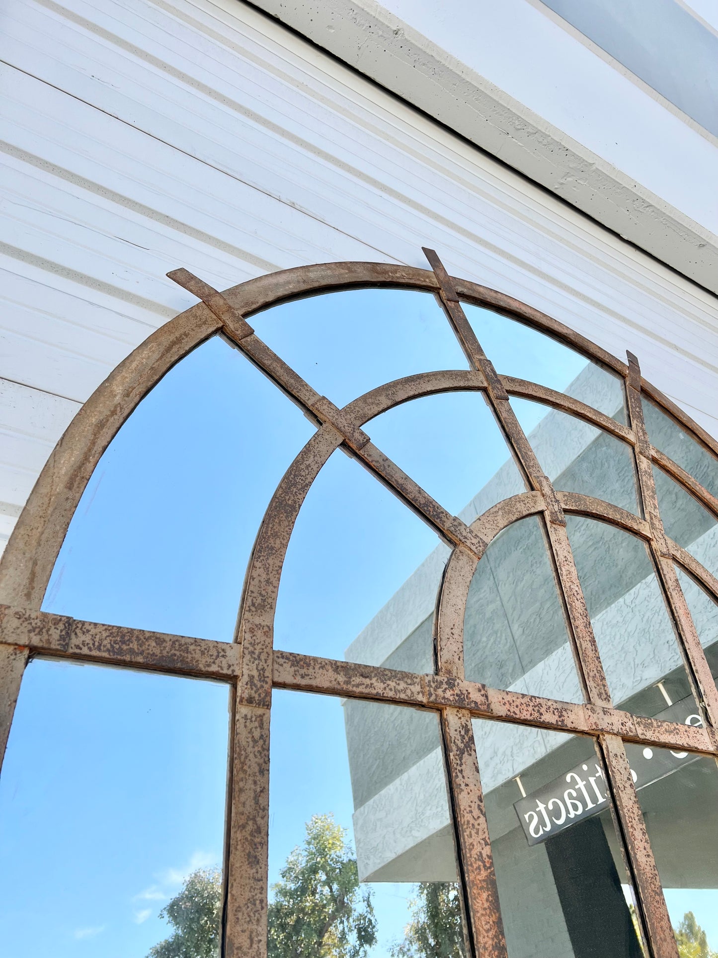 Arched Iron 31 Pane Mirror