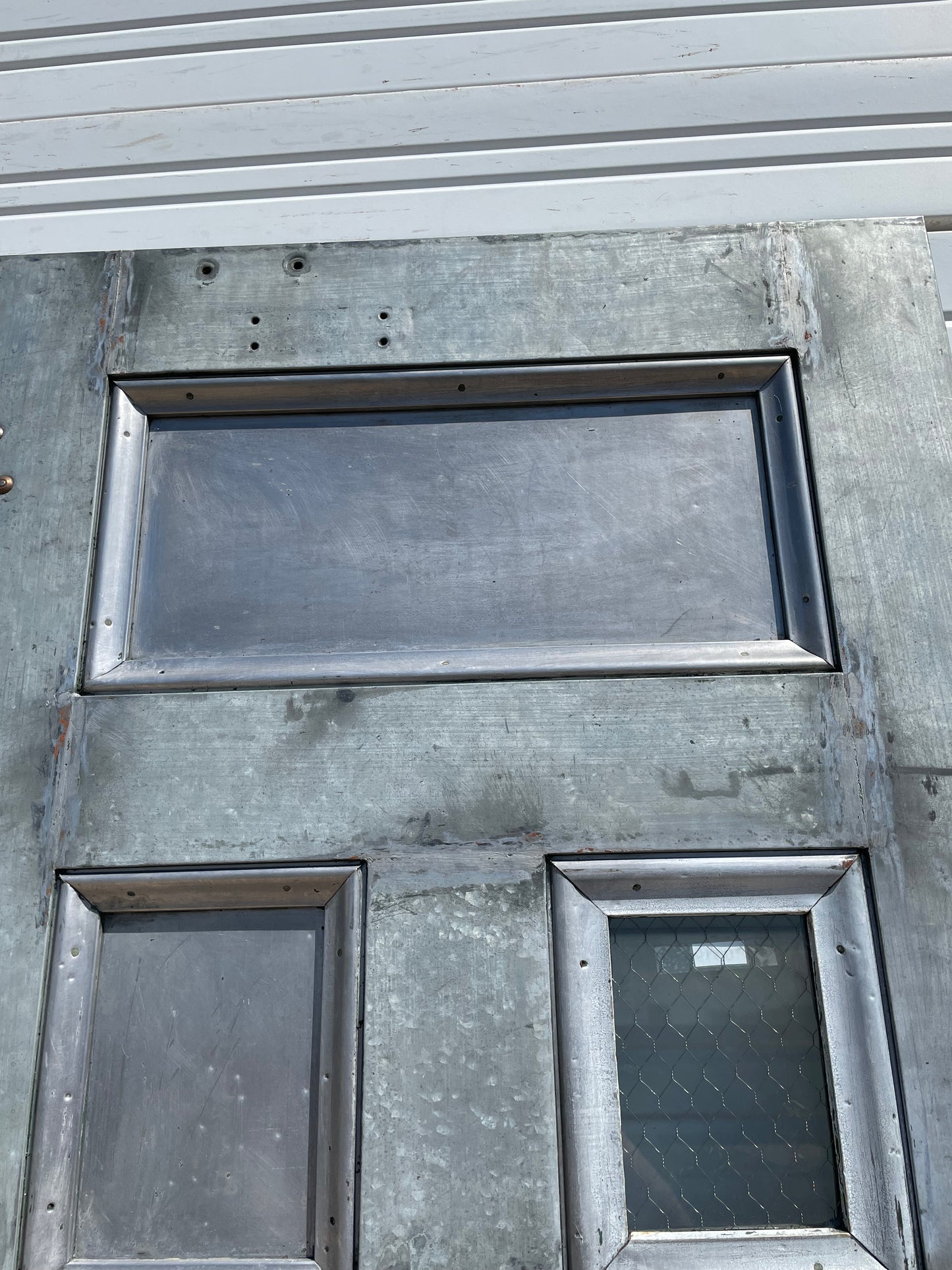 4 Panel 2 Lite Chickenwire Glass Single Metal Fire Door