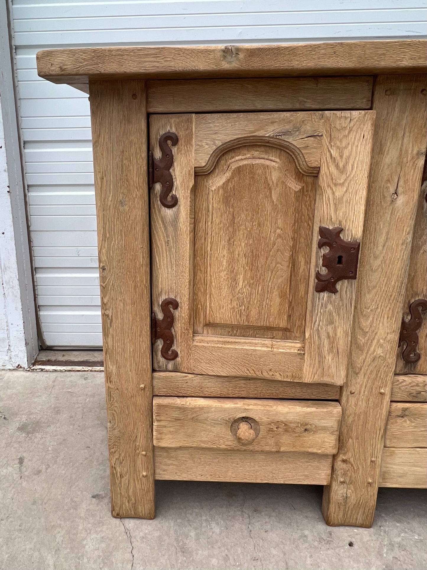 Paneled Bleached Antique Sideboard