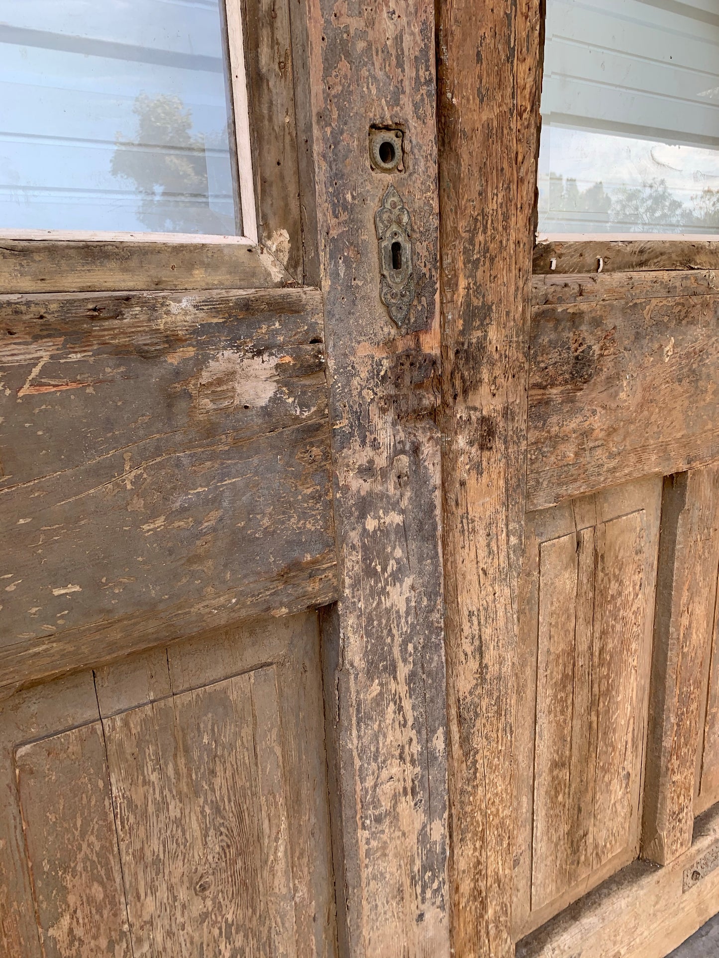 Pair of Wood Carved Antique Doors with Single Lite