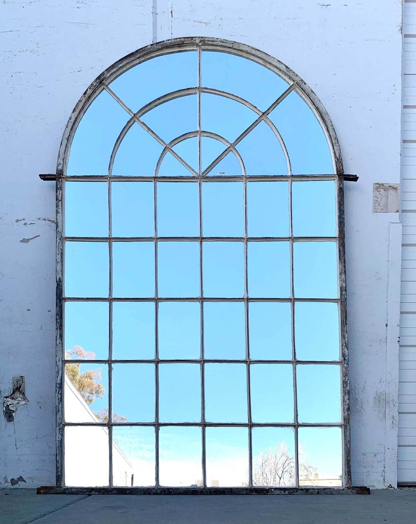 42 Pane Arched Iron Mirror