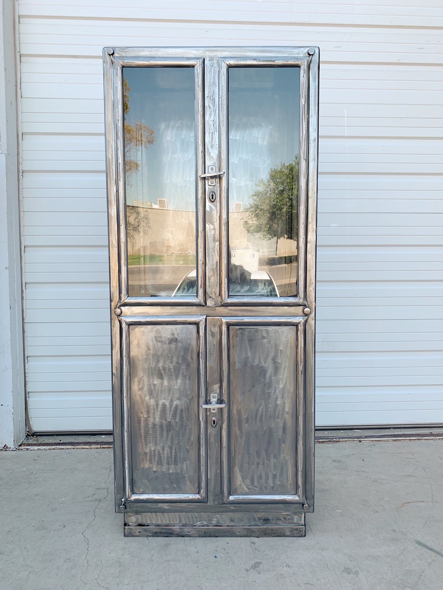 Stripped Metal Hospital / Medical Display Cabinet