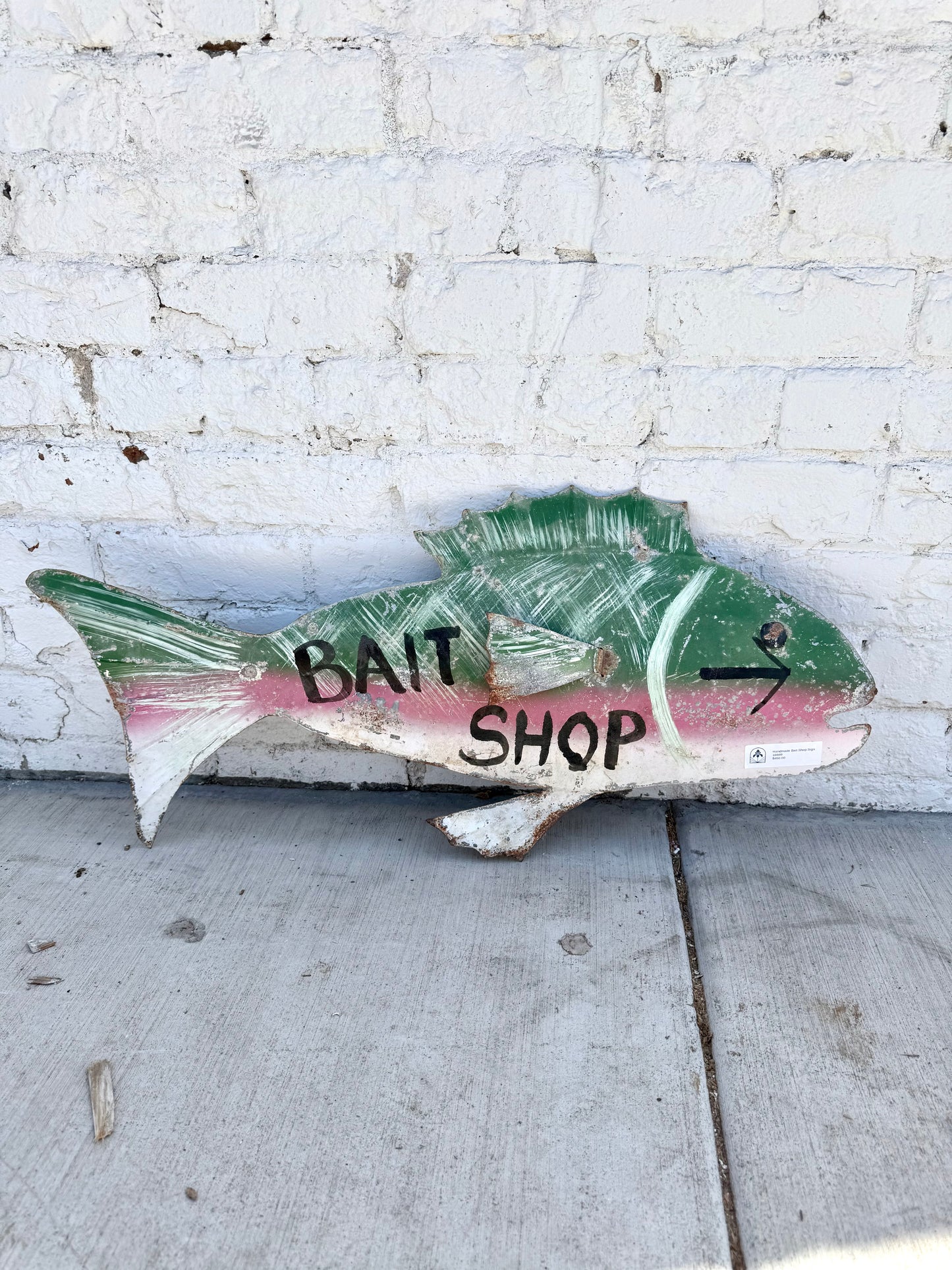 Vintage Handmade Metal Bait Shop Sign