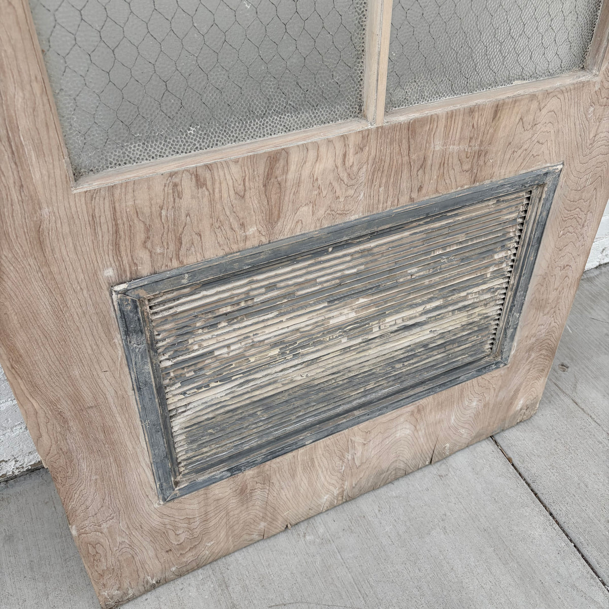 Vintage Wooden Door with Chicken Wire Glass