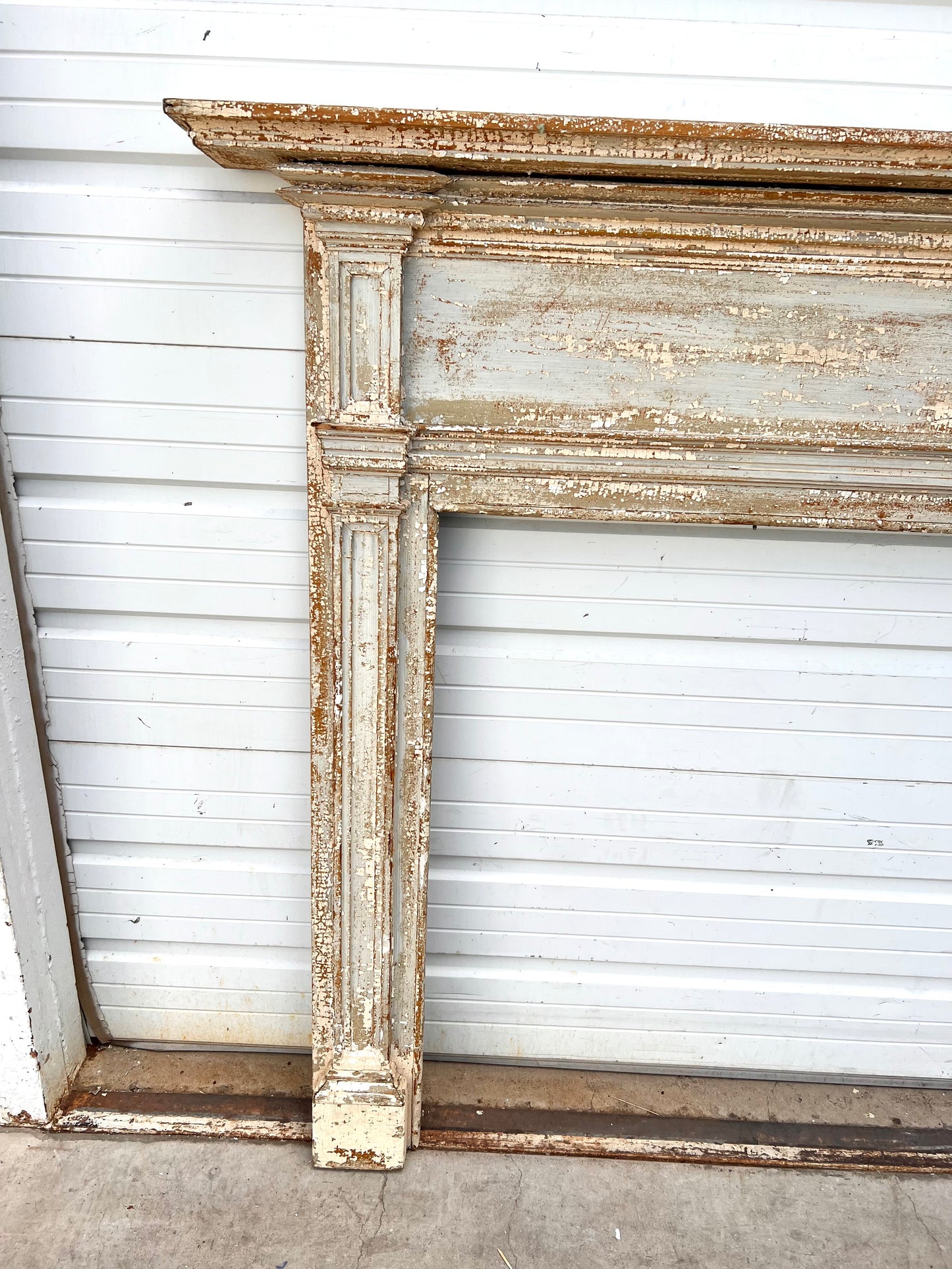 Early Wooden Painted Fireplace Mantle