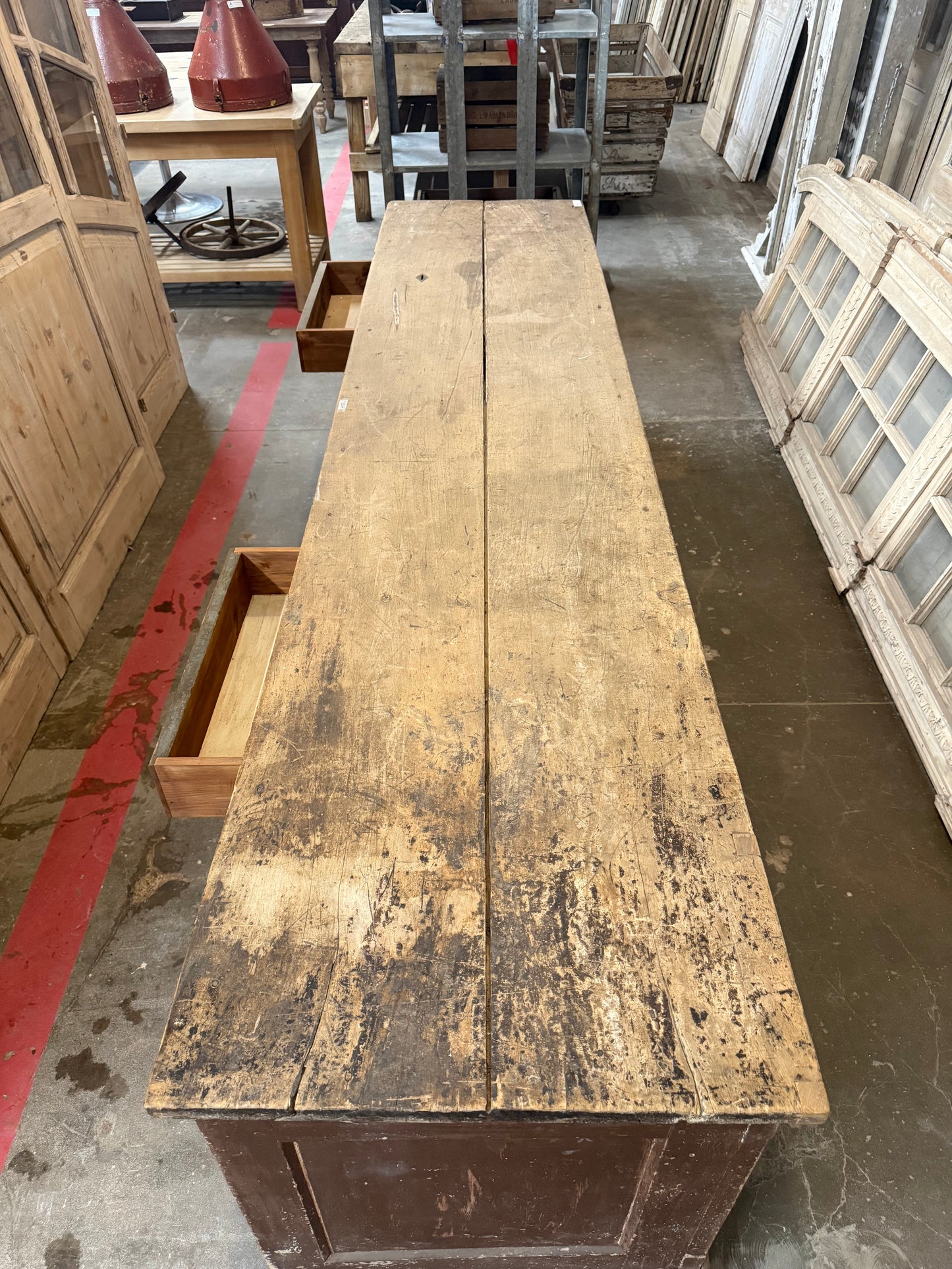 Antique Wooden French Store Counter