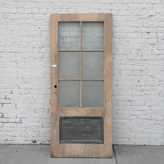 Vintage Wooden Door with Chicken Wire Glass