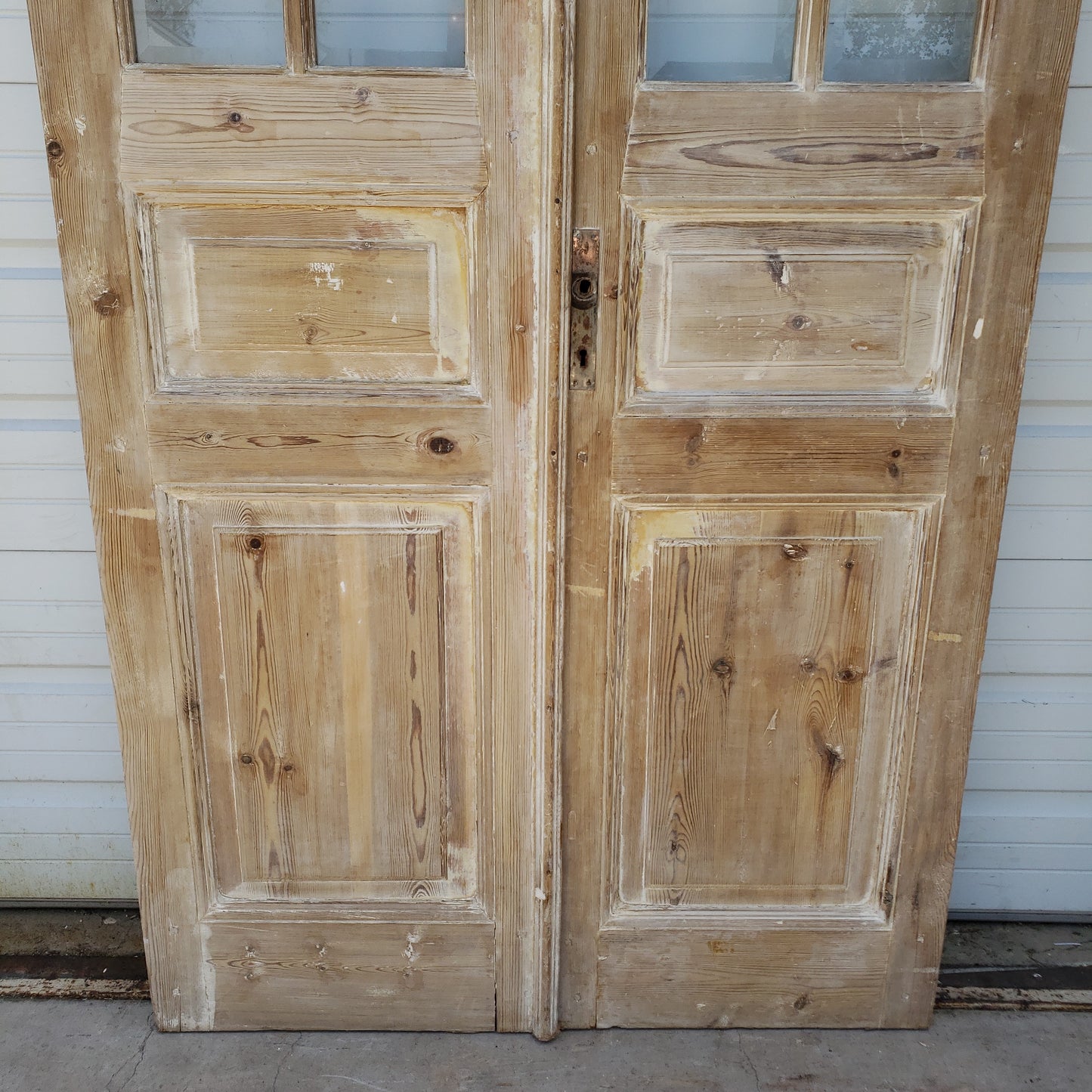 Pair of Washed Antique Doors w/ 6 Lites