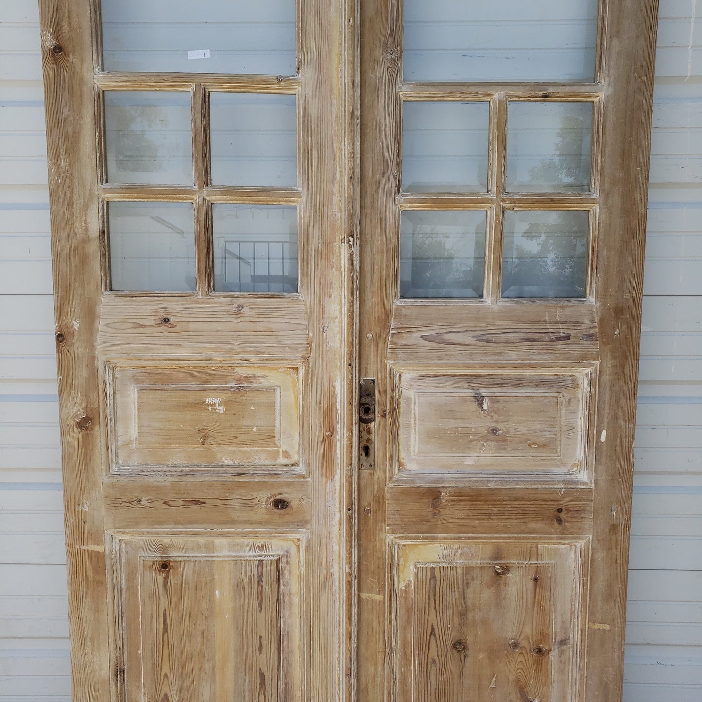 Pair of Washed Antique Doors w/ 6 Lites