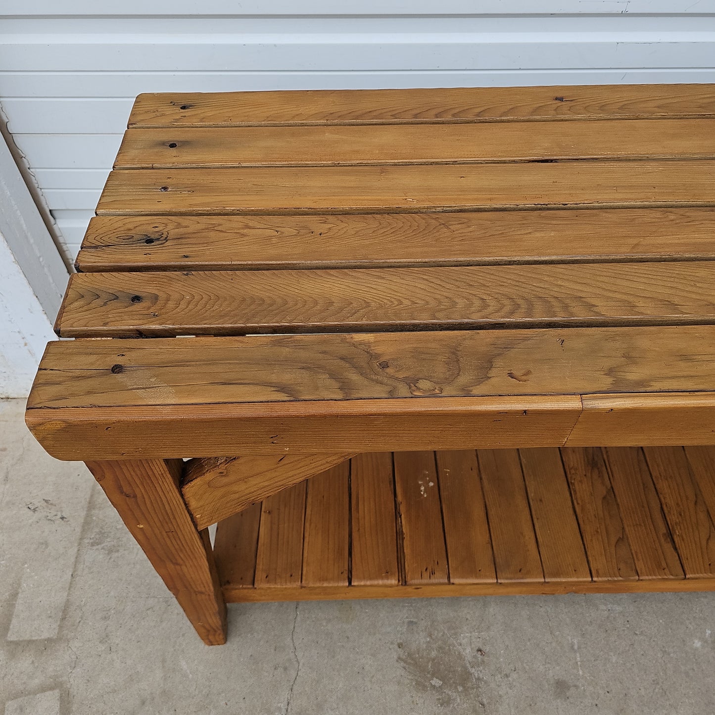 Industrial Slatted Wood Work Table