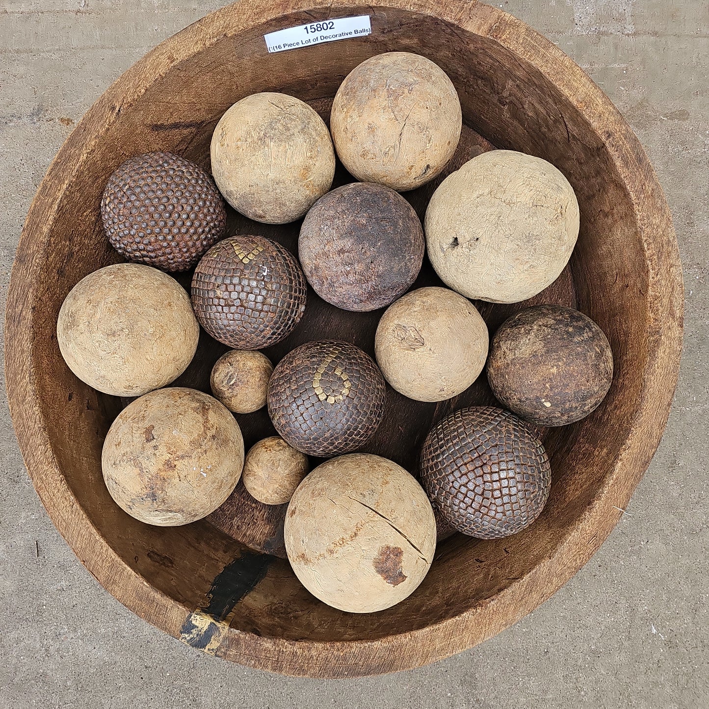 16 Piece Lot of Wood and Metal Decorative Balls